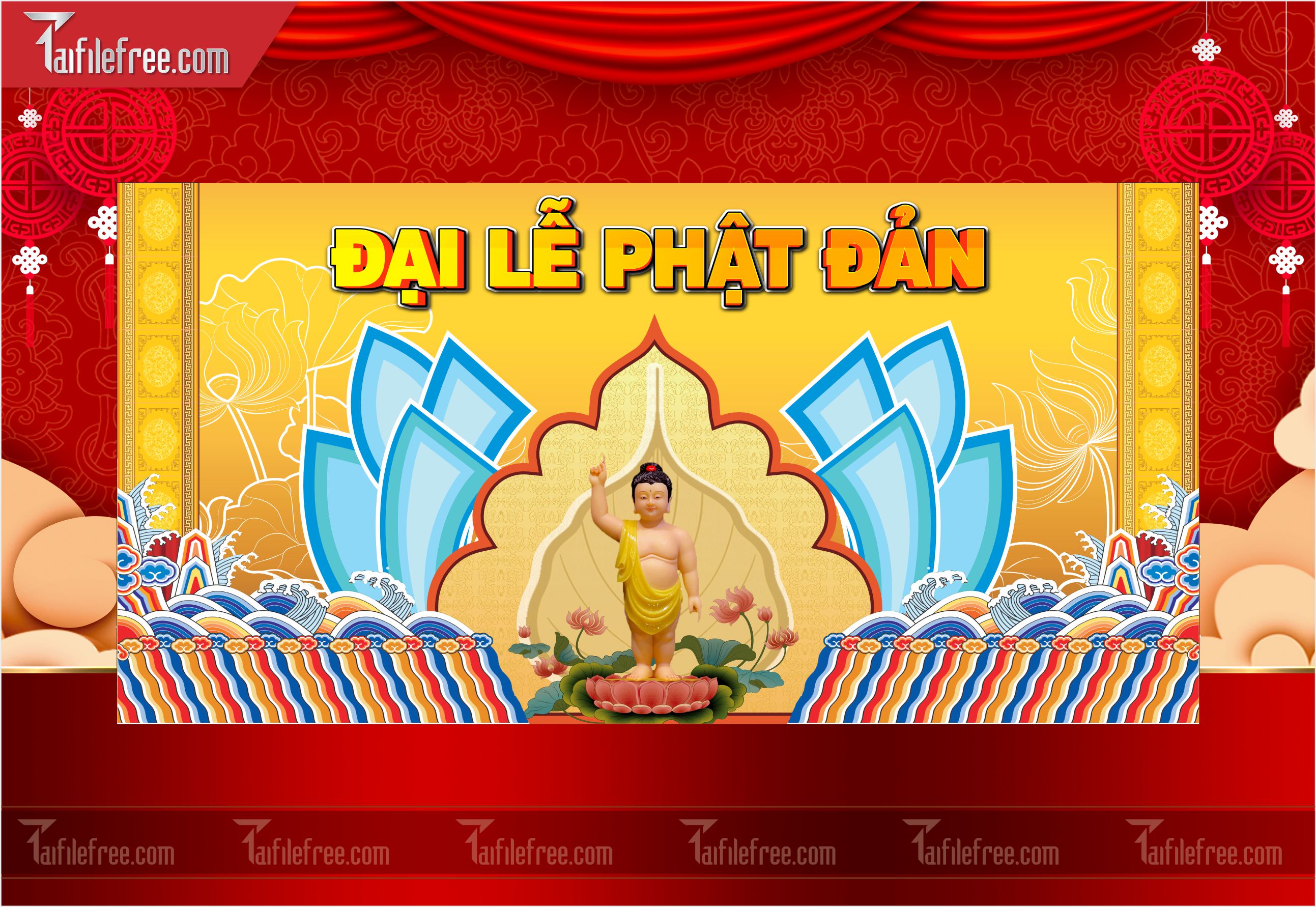 Phông nền sân khấu - Backdrop Trang Trí Mừng Lễ Phật Đản LPD33