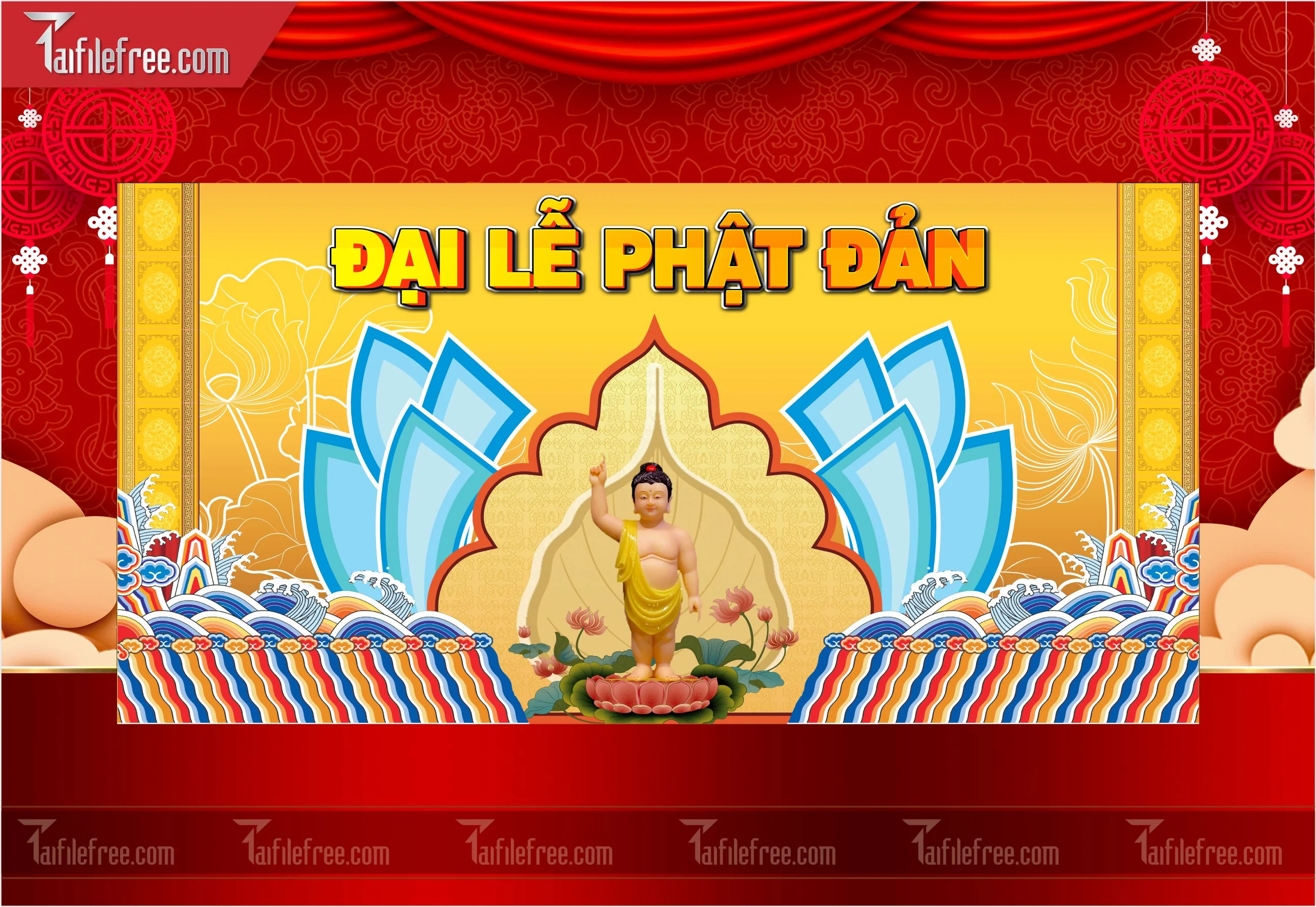 Phông nền sân khấu - Backdrop Trang Trí Mừng Lễ Phật Đản LPD33