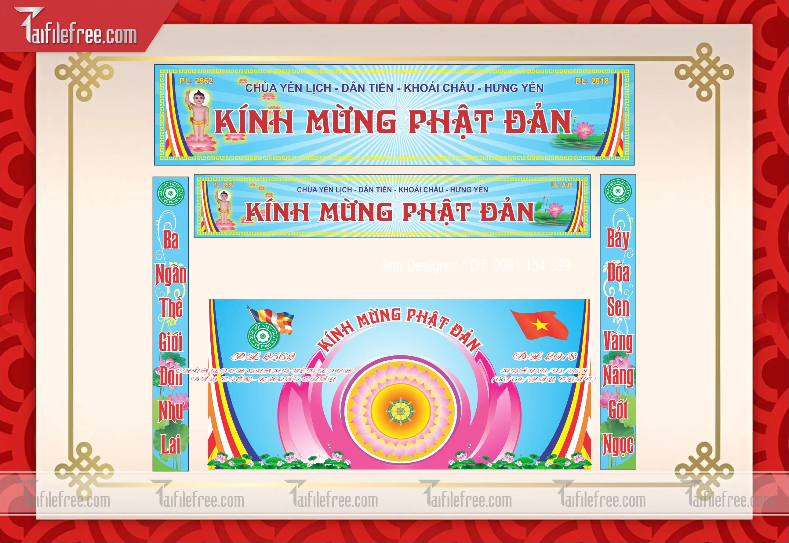 Phông nền sân khấu - Backdrop Trang Trí Mừng Lễ Phật Đản LPD34
