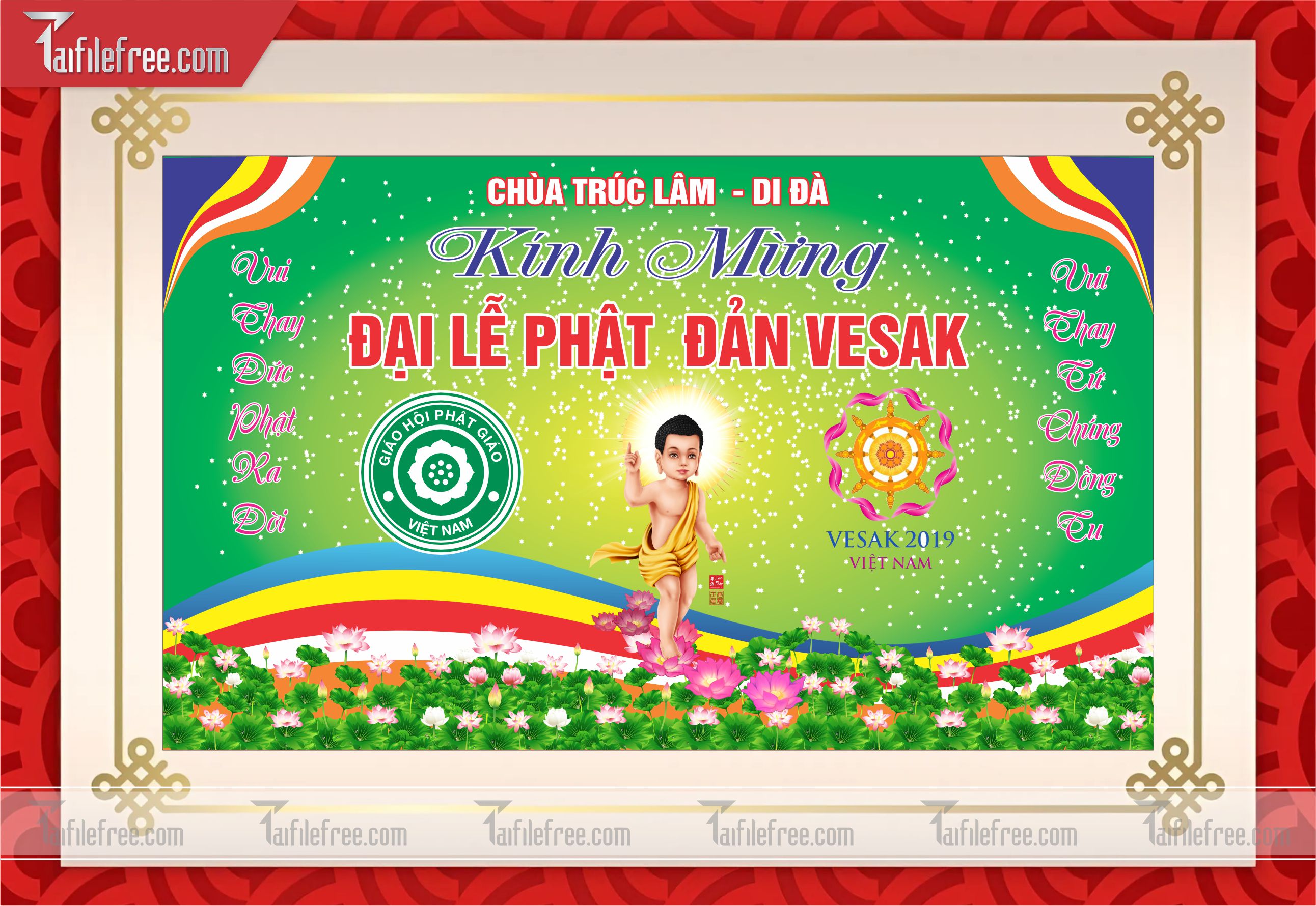 Phông nền sân khấu - Backdrop Trang Trí Mừng Lễ Phật Đản LPD49