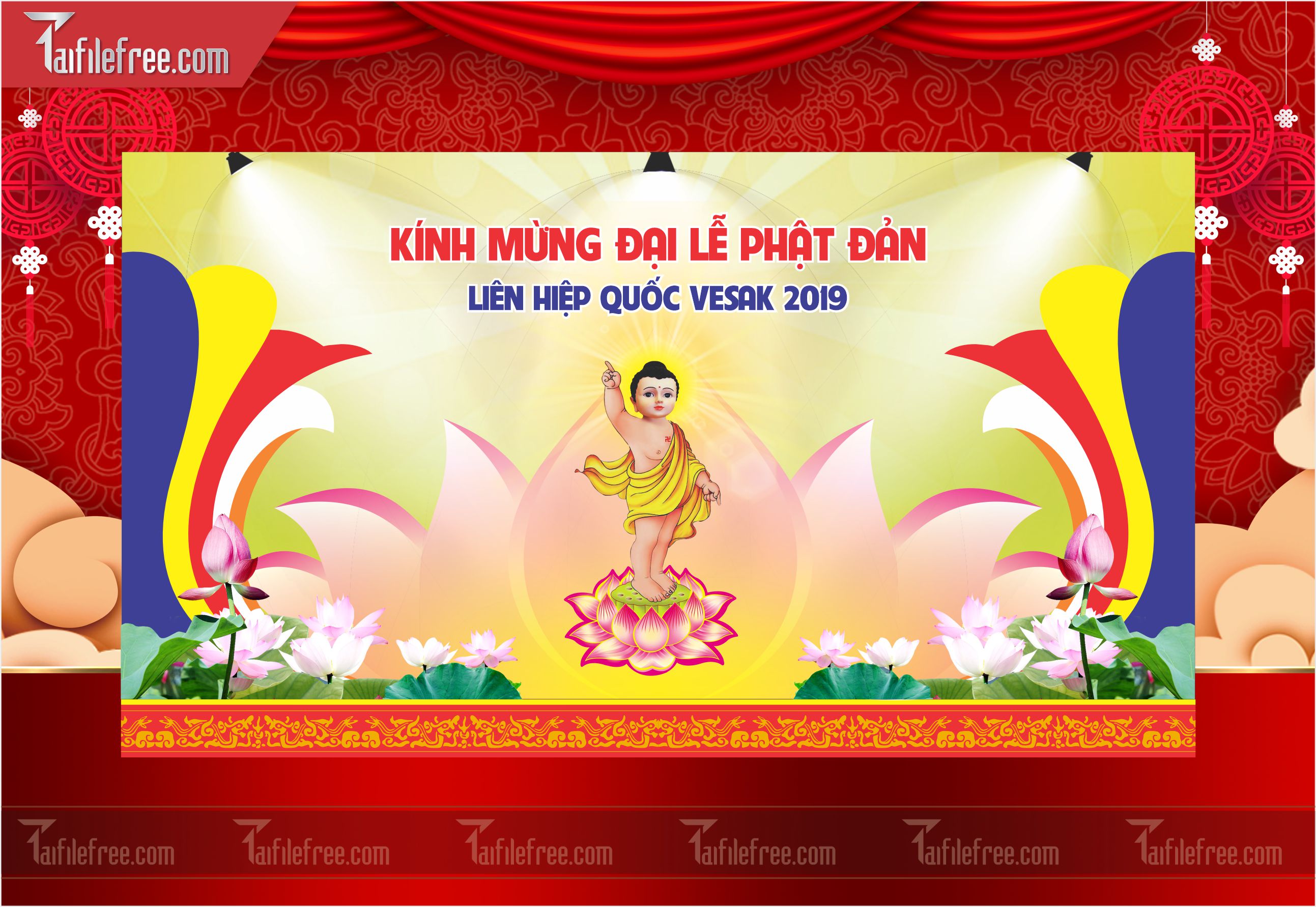 Phông nền sân khấu - Backdrop Trang Trí Mừng Lễ Phật Đản LPD52