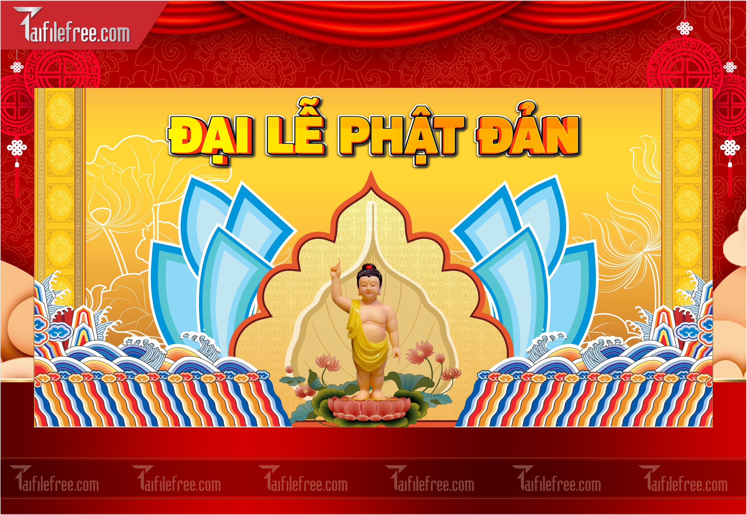 Phông nền sân khấu - Backdrop Trang Trí Mừng Lễ Phật Đản LPD54