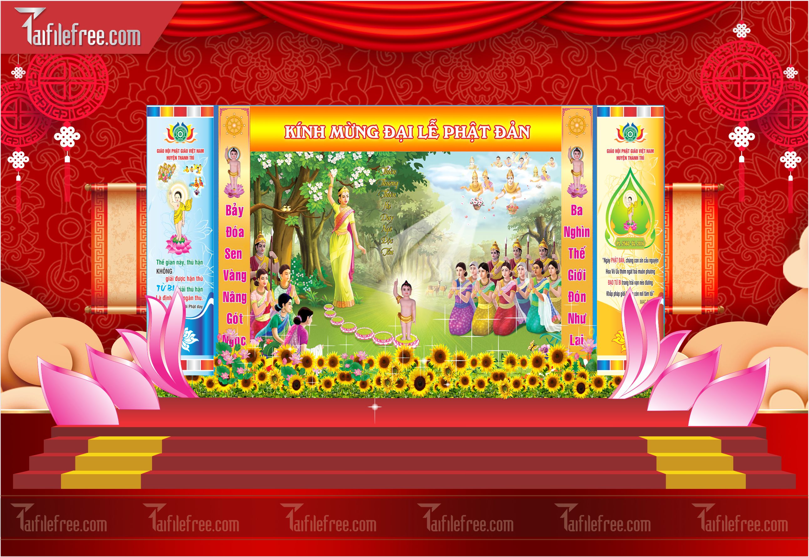 Phông nền sân khấu - Backdrop Trang Trí Mừng Lễ Phật Đản LPD61
