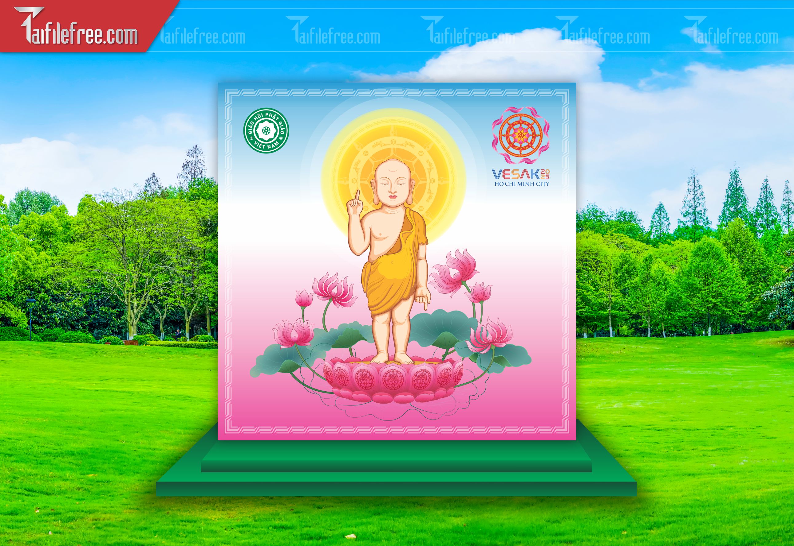 Phông nền sân khấu - Backdrop Trang Trí Mừng Lễ Phật Đản LPD67