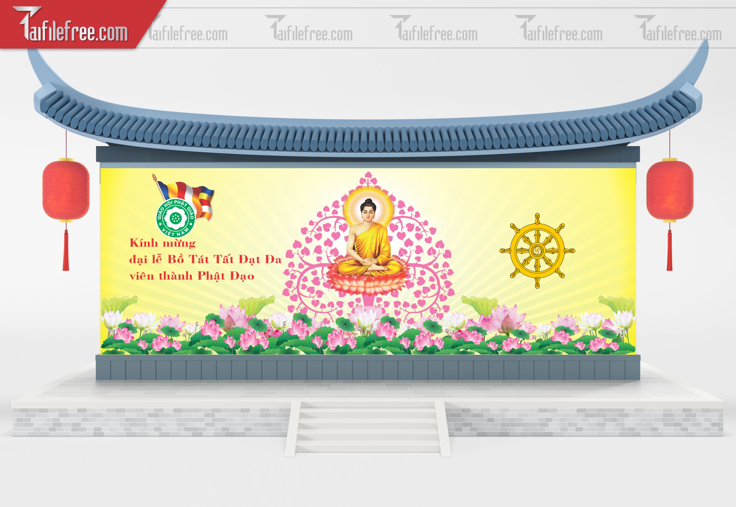 Phông nền sân khấu - Backdrop Trang Trí Mừng Lễ Phật Đản LPD82