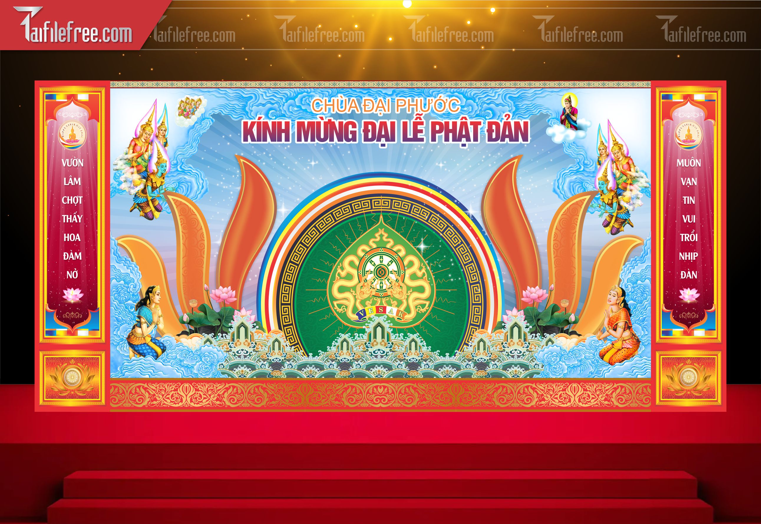 Phông nền sân khấu - Backdrop Trang Trí Mừng Lễ Phật Đản LPD85