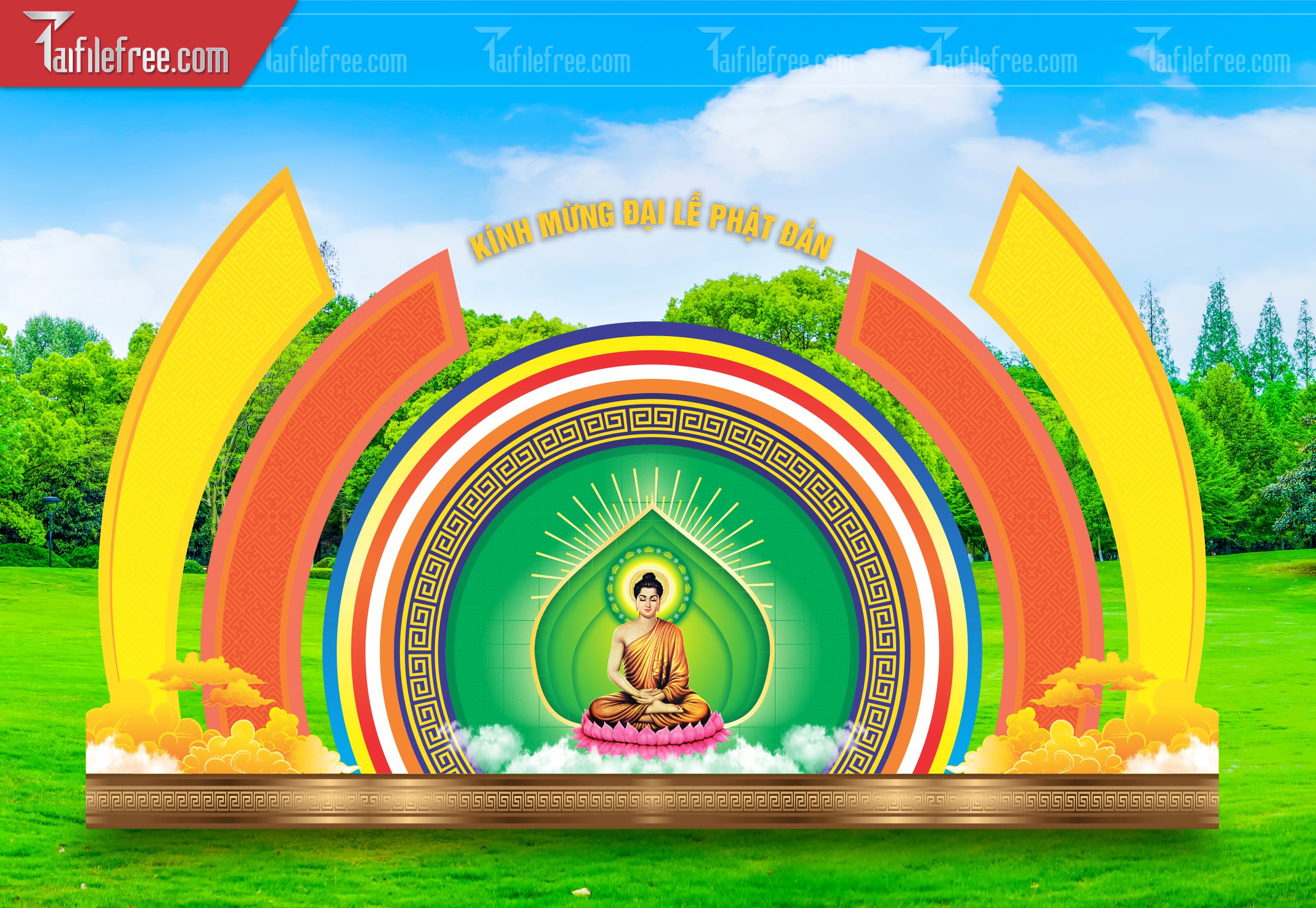 Phông nền sân khấu - Backdrop Trang Trí Mừng Lễ Phật Đản LPD88