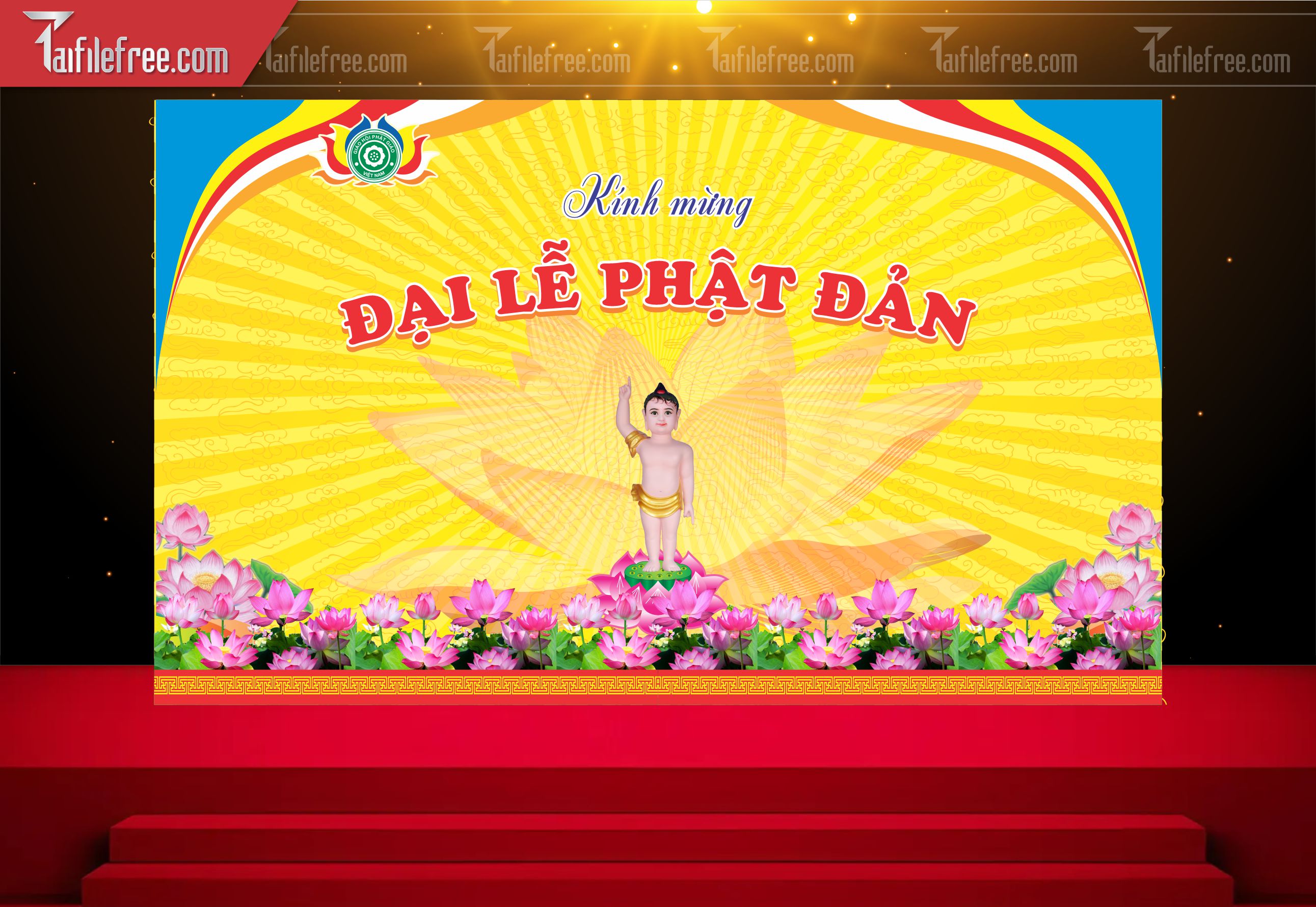 Phông nền sân khấu - Backdrop Trang Trí Mừng Lễ Phật Đản LPD90