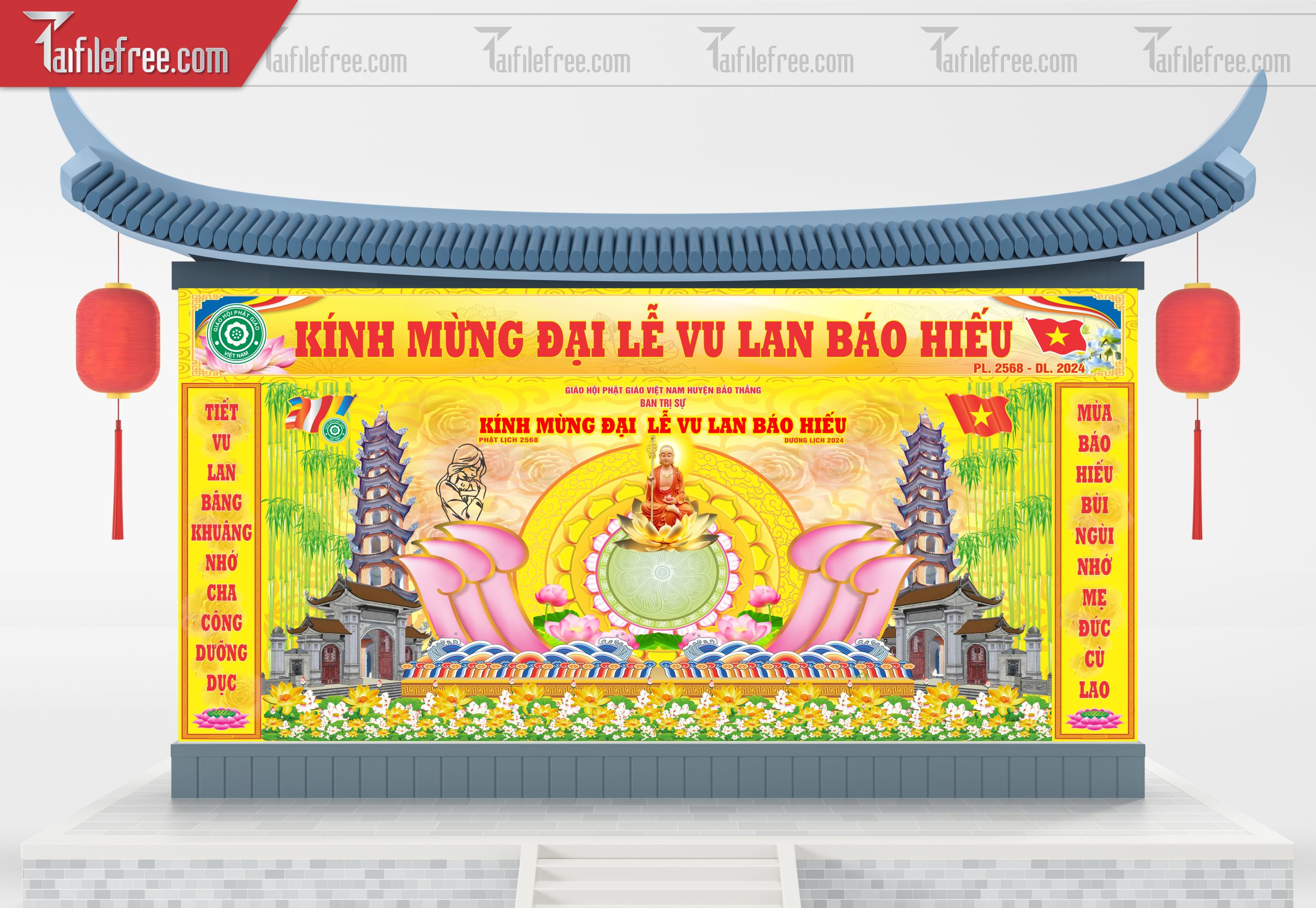 Phông nền sân khấu - Backdrop Trang Trí Mừng Lễ Phật Đản LPD95