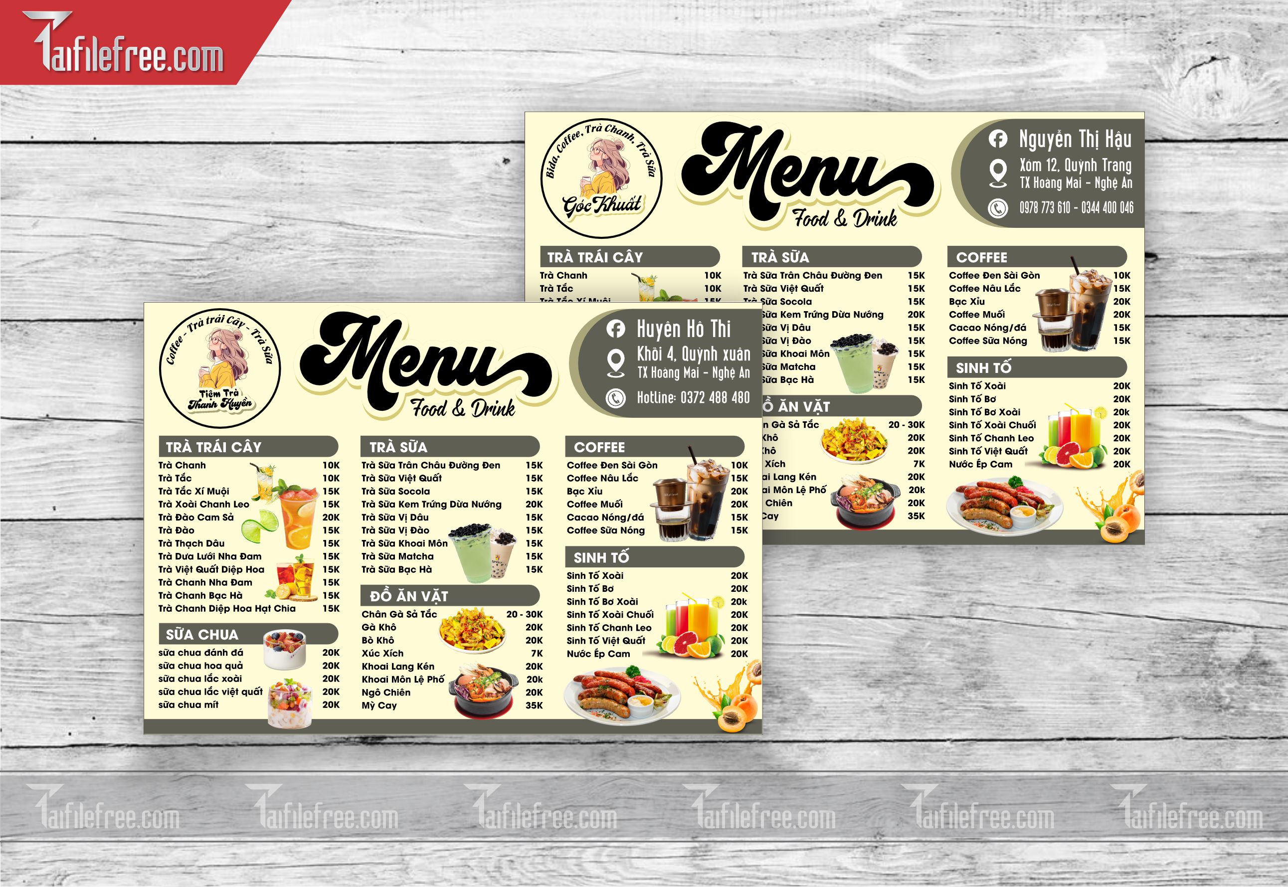 MENU TRÀ SỮA, GIẢI KHÁT_M05