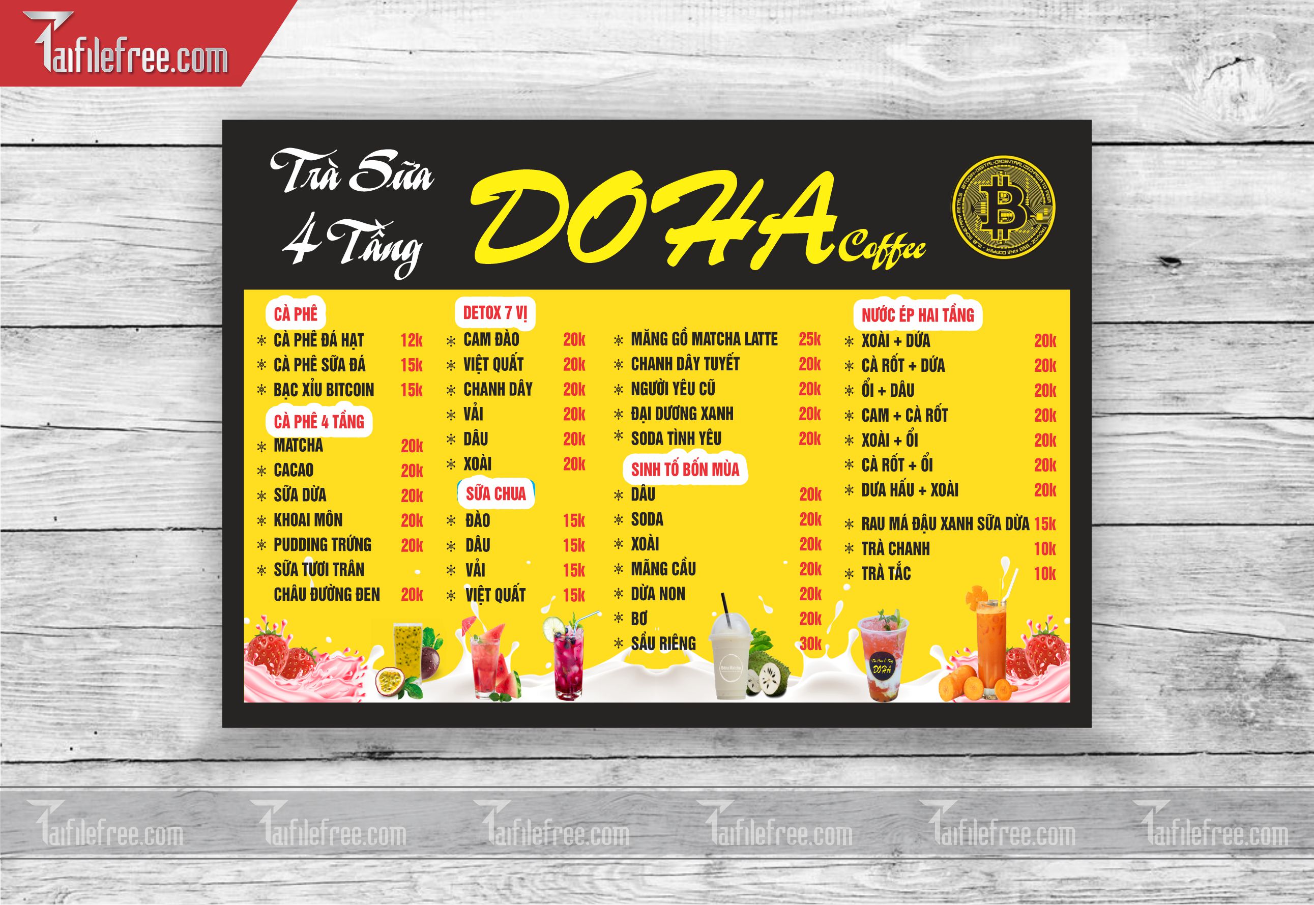 MENU ĐỒ UỐNG, TRÀ SỮA_M08