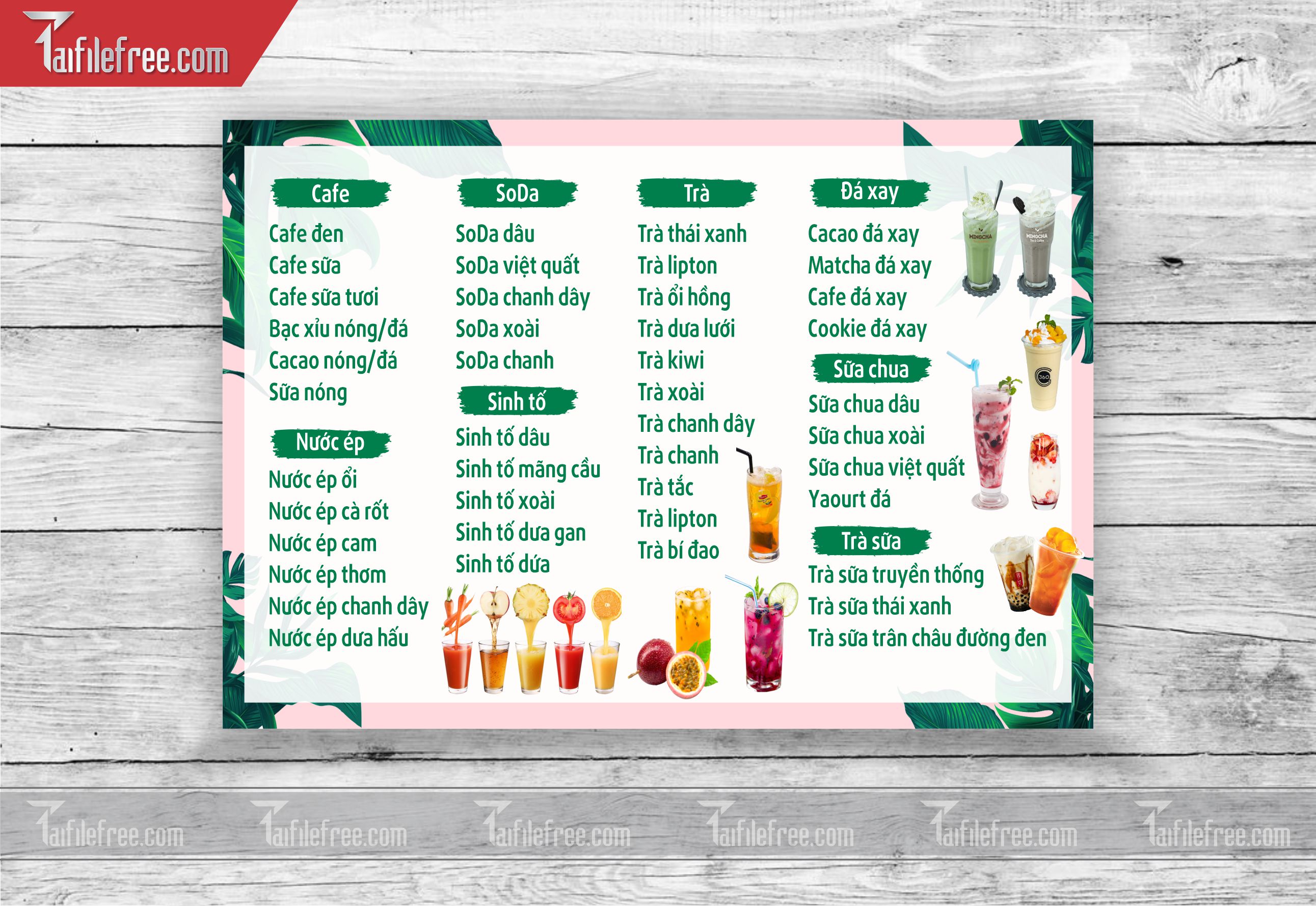 MENU ĐỒ UỐNG, TRÀ SỮA_M10