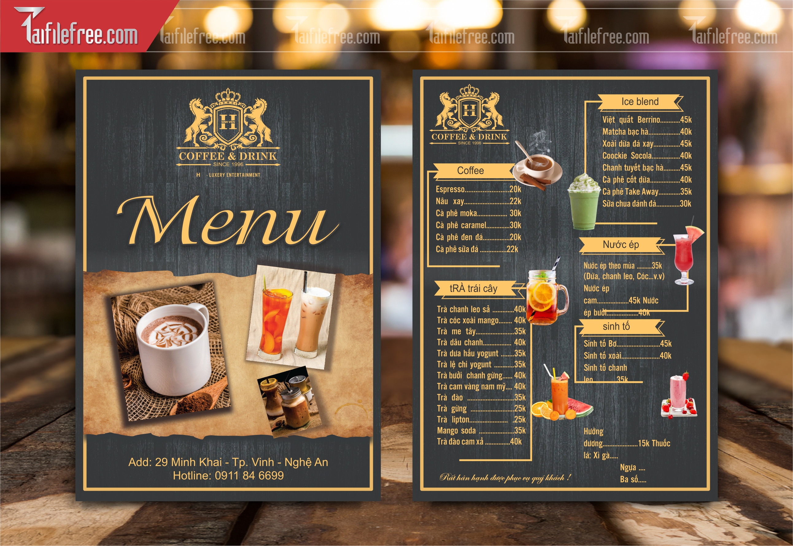 Menu Cà Phê, Nước Giải Khát_M131