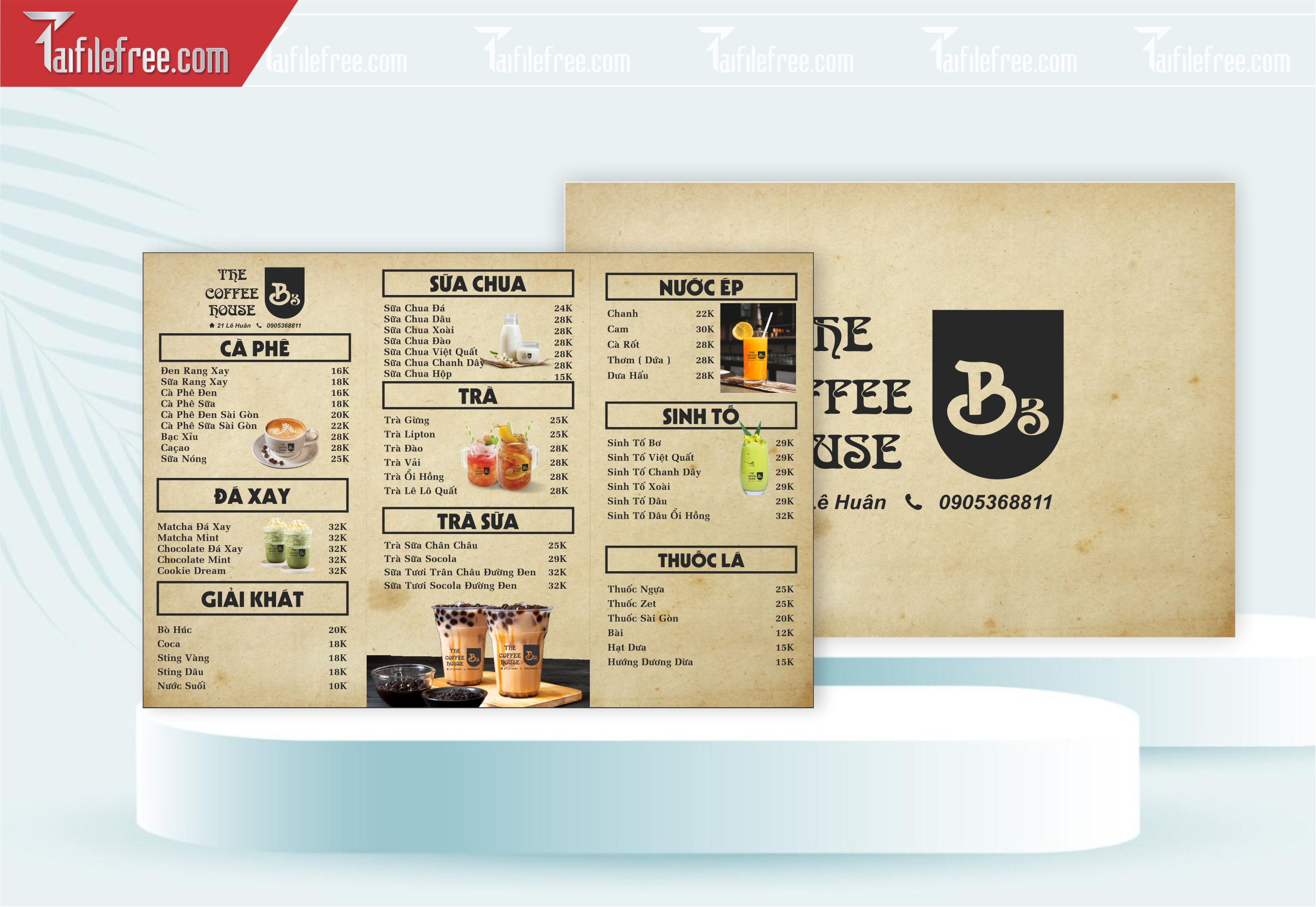 Menu Cà Phê, Nước Giải Khát_M132
