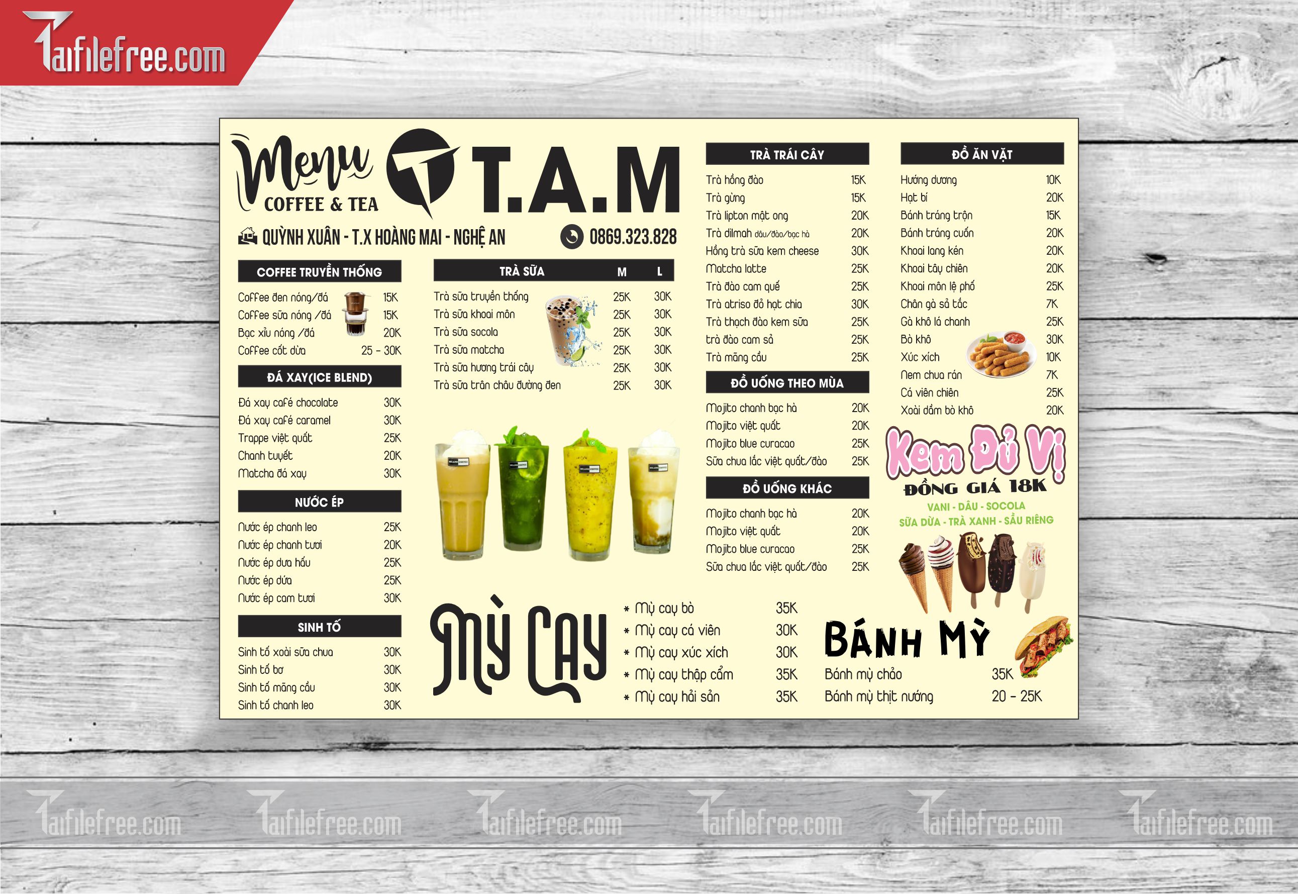 MENU ĐỒ UỐNG, TRÀ SỮA_M14