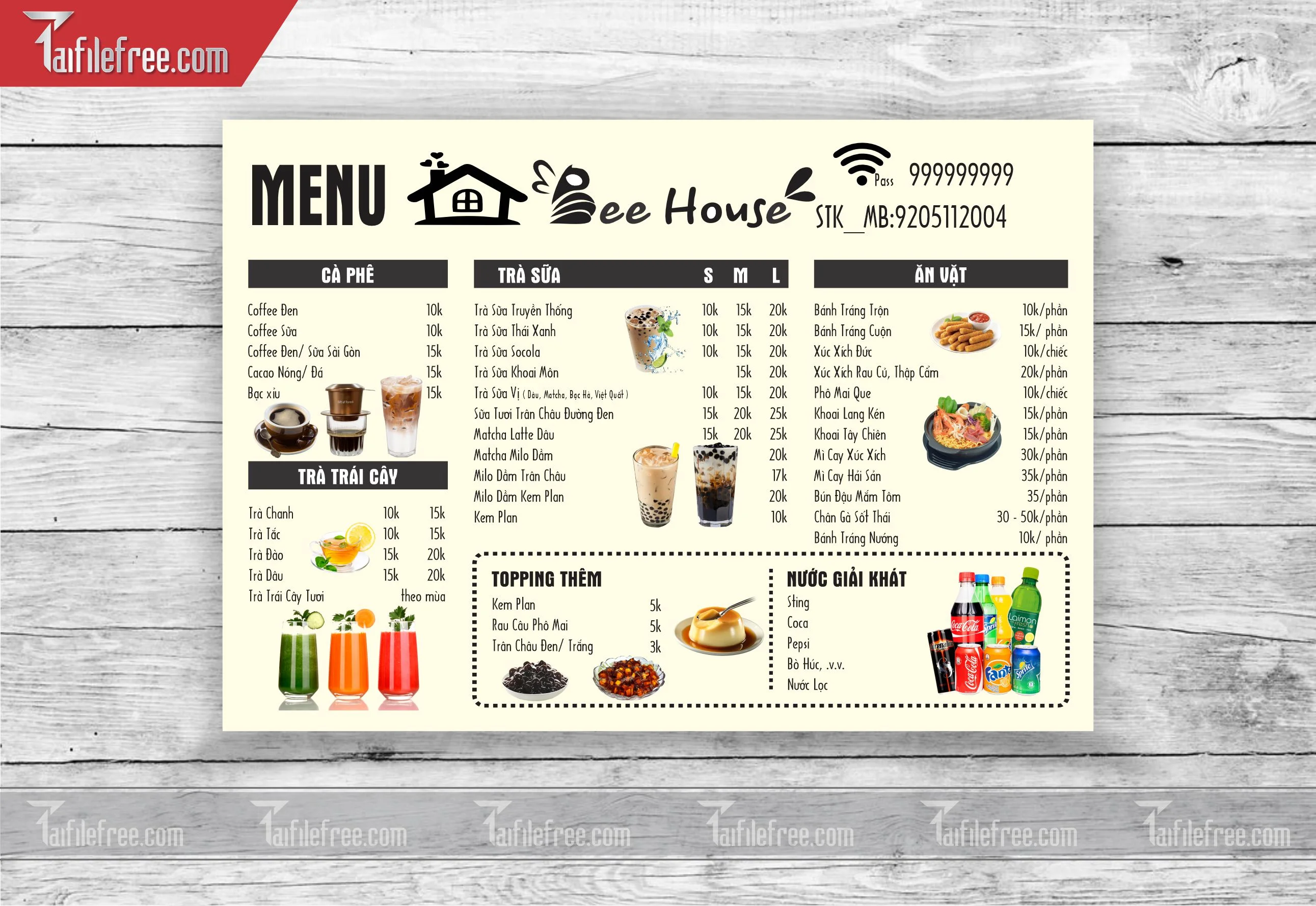 MENU TRÀ SỮA, ĂN VẶT_M17