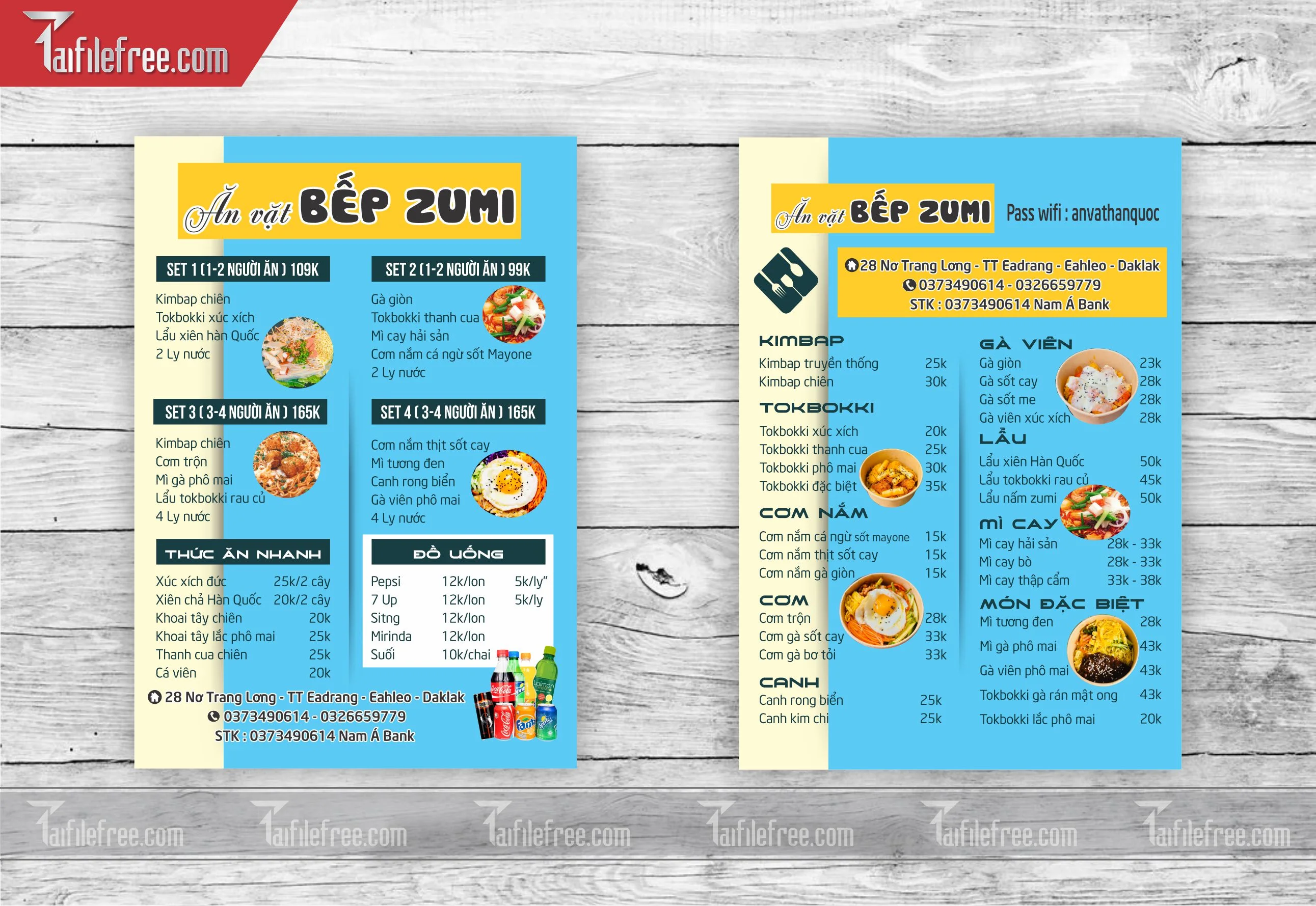 MENU TRÀ SỮA, ĂN VẶT_M18