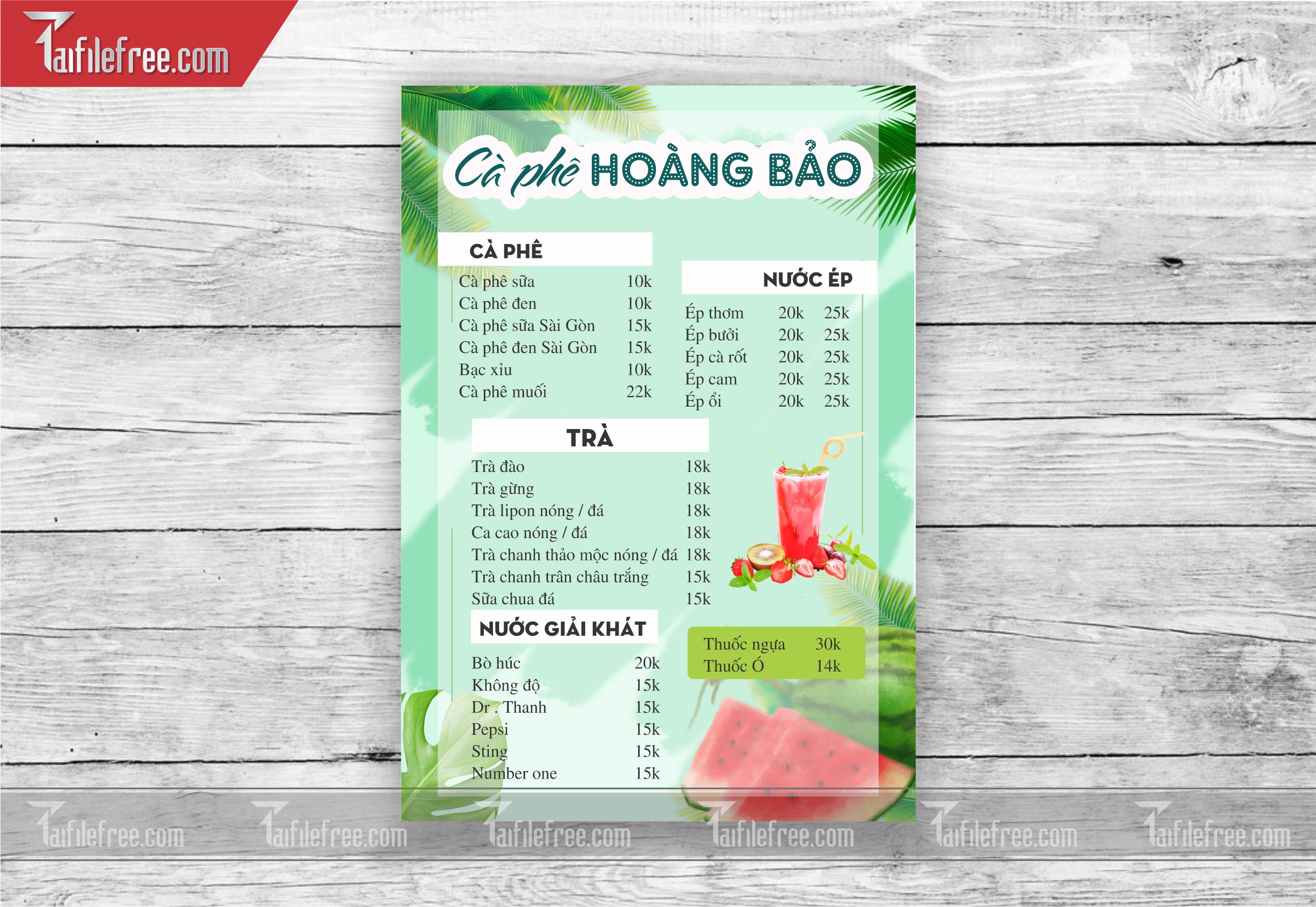 MENU TRÀ SỮA, ĂN VẶT_M19