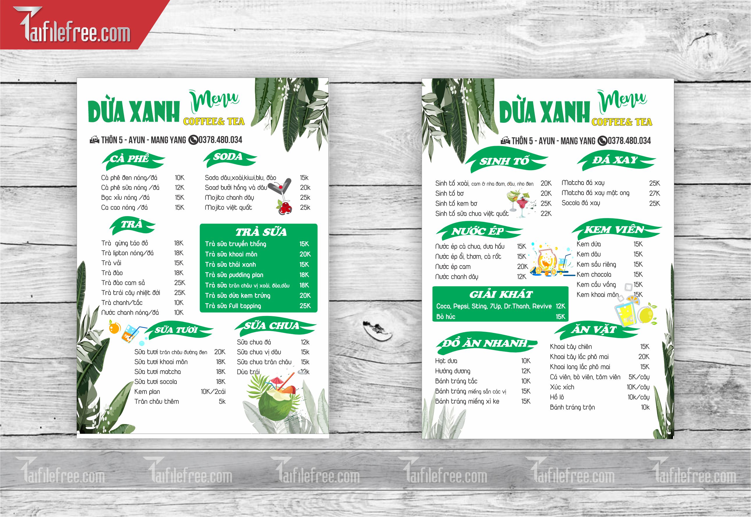 MENU NƯỚC GIẢI KHÁT_M27
