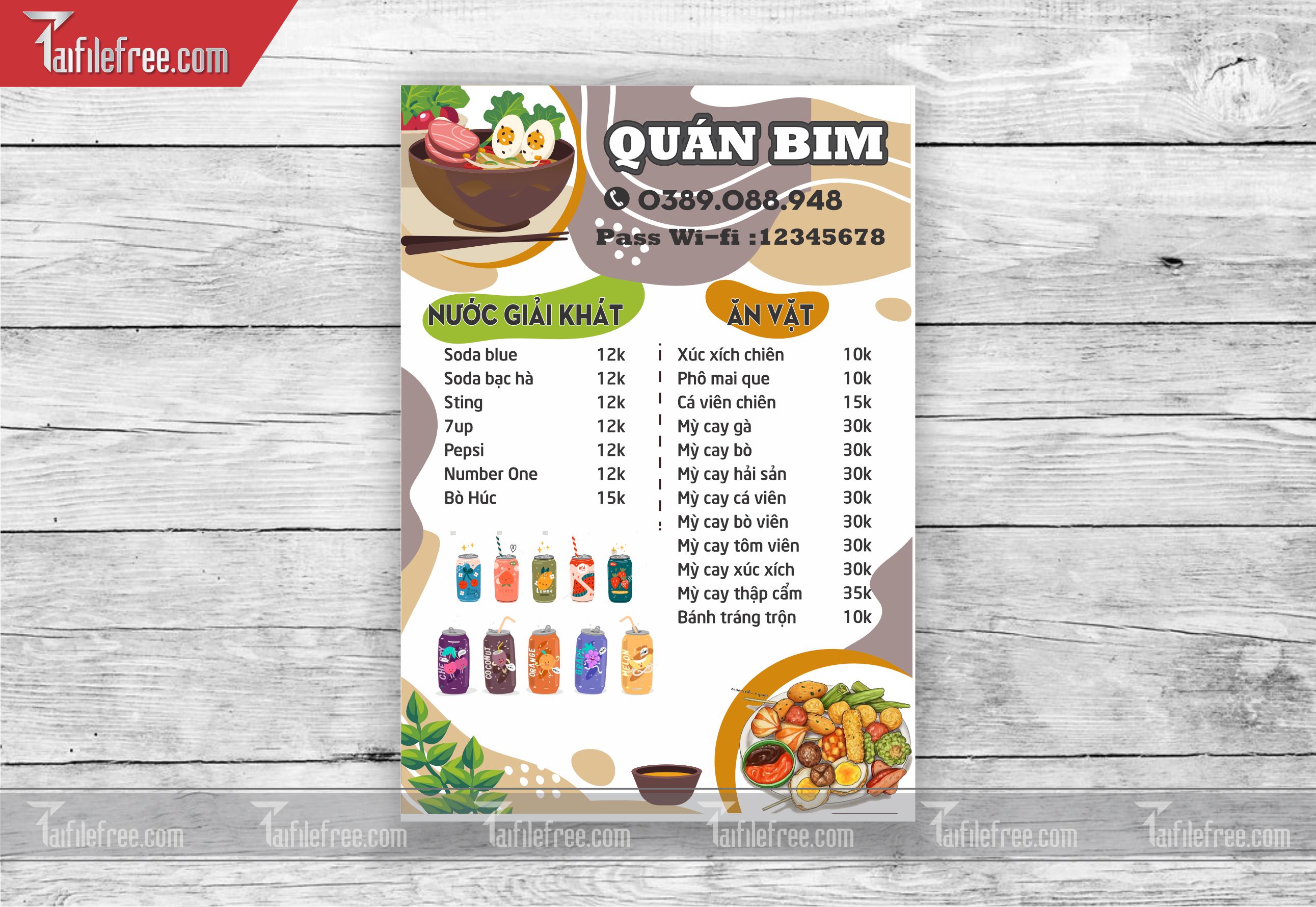 MENU ĂN VẶT_M28