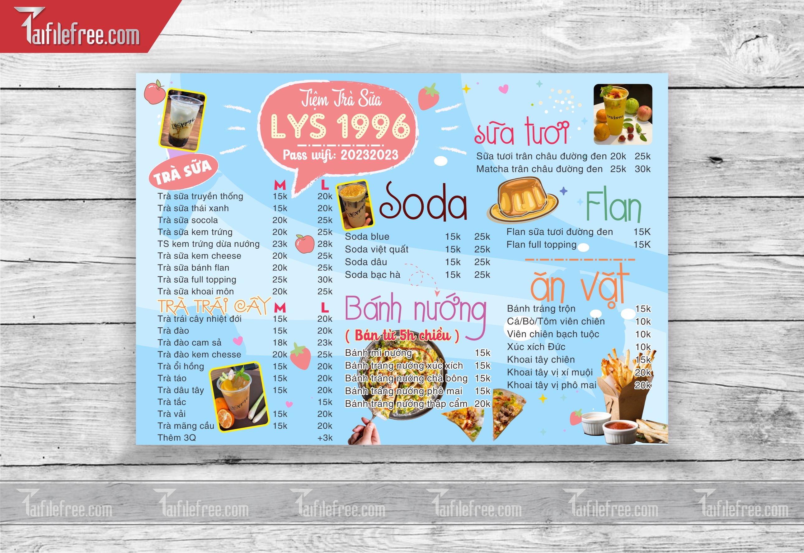 MENU NƯỚC GIẢI KHÁT, ĂN VẶT_M36