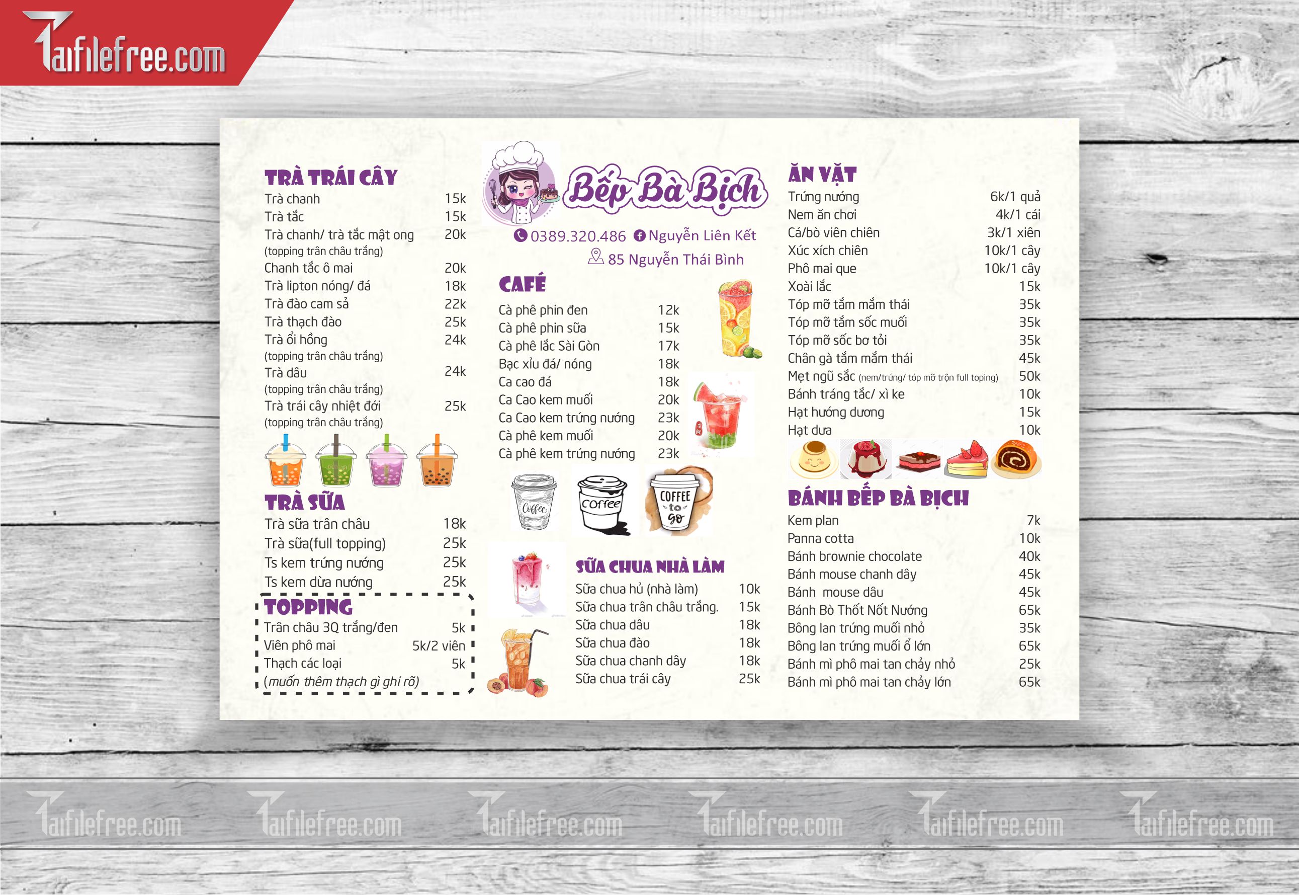 MENU NƯỚC GIẢI KHÁT, ĂN VẶT_M41
