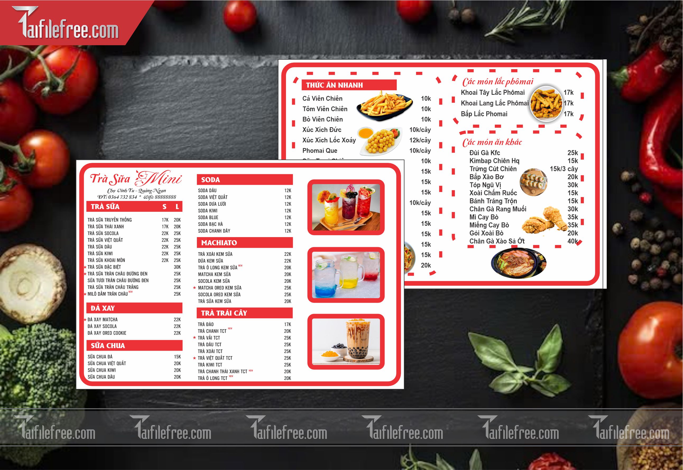 Menu Trà Sữa, Ăn Vặt_M51