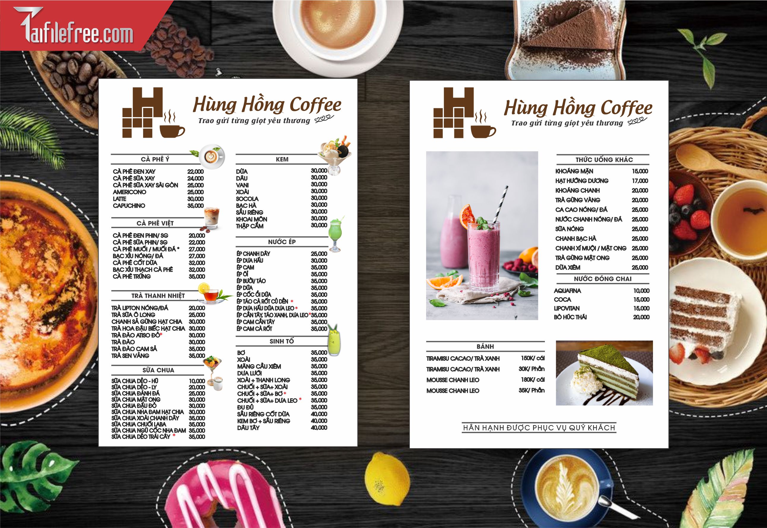 Menu Quán Cà Phê_M66