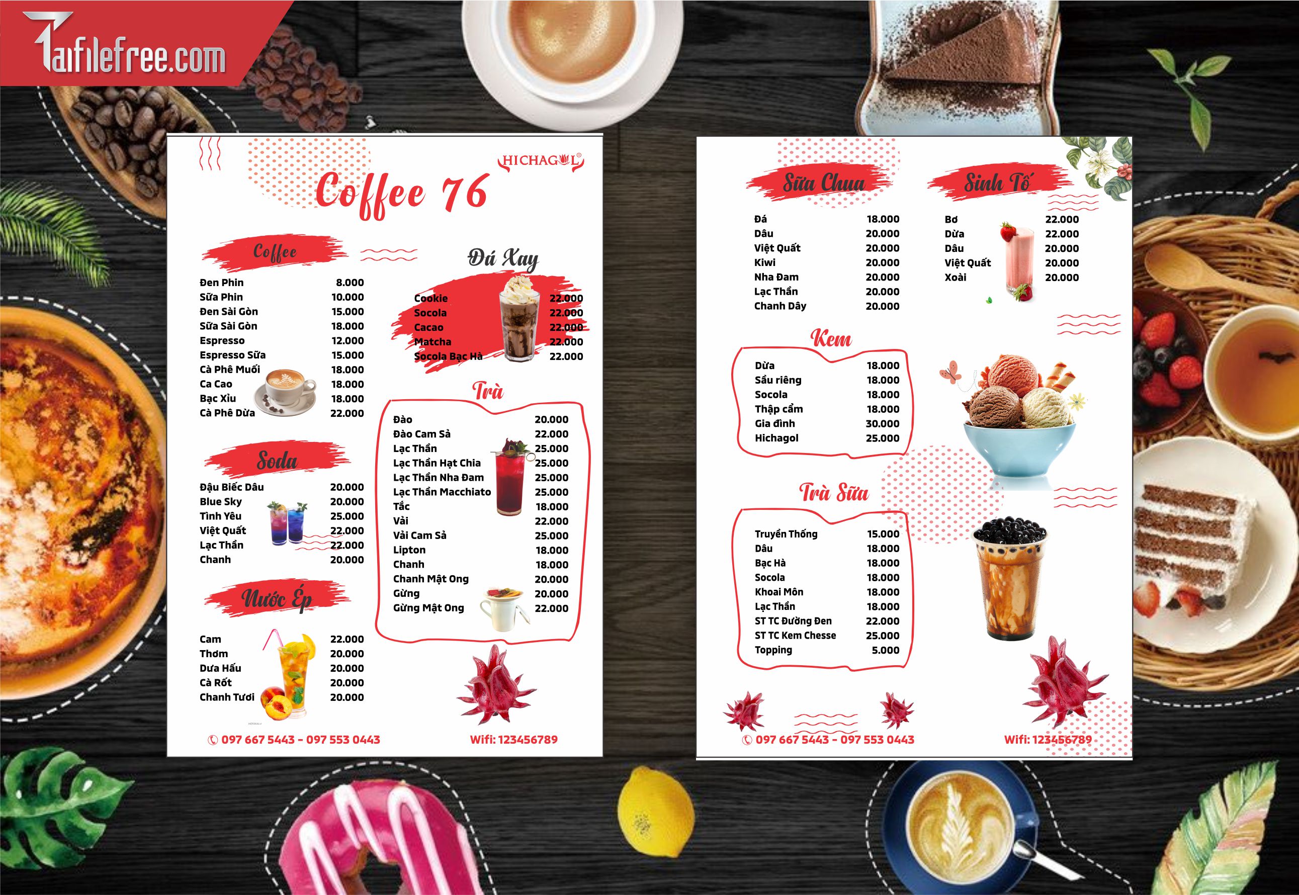Menu Quán Cà phê_M73