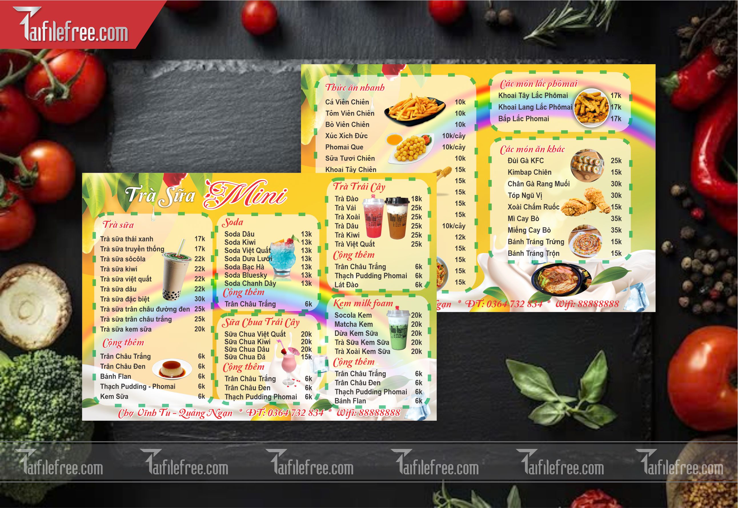 Menu Quán Trà Sữa, Ăn Vặt_M74