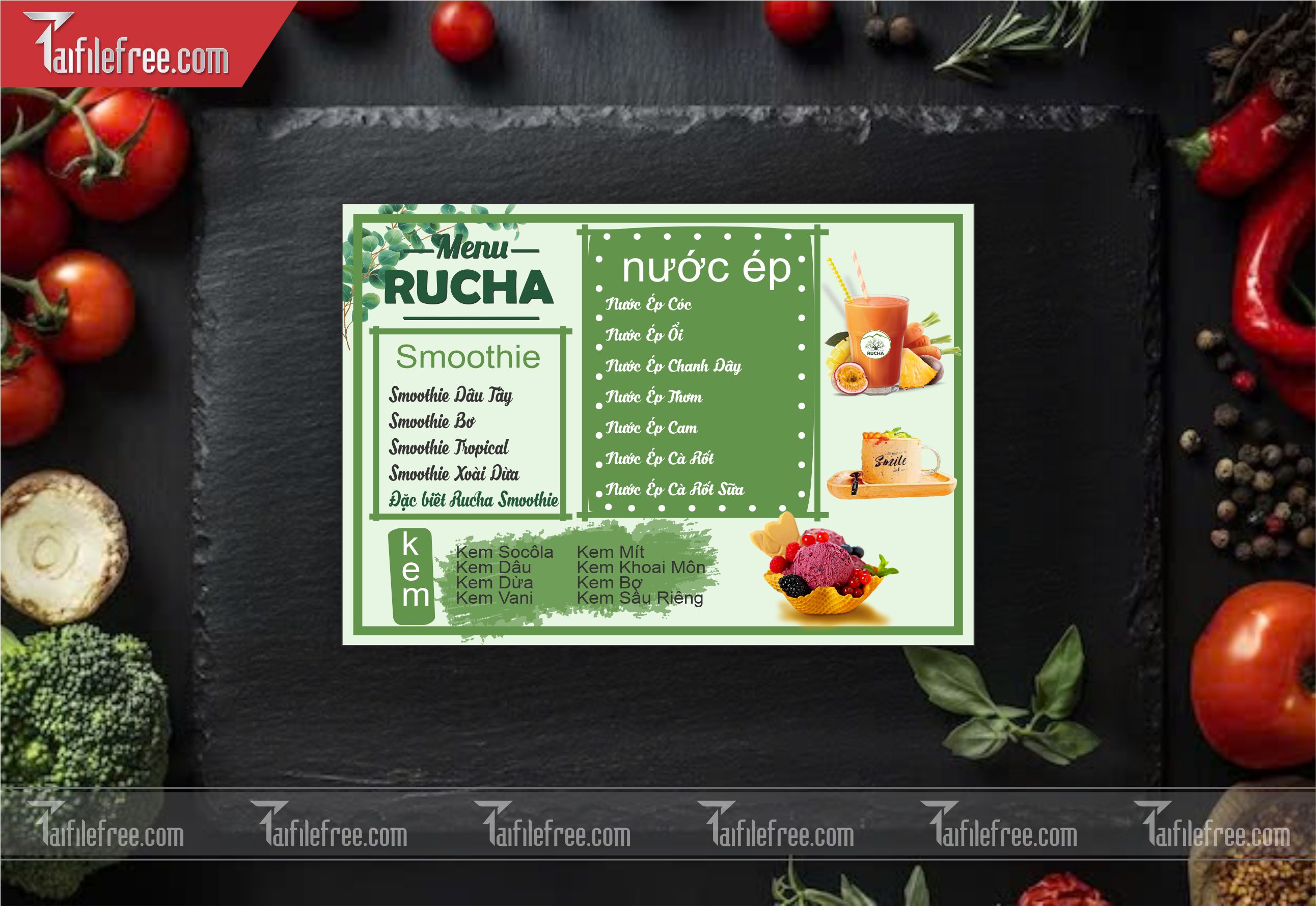 Menu Trà Sữa, Nước Giải Khát_M76