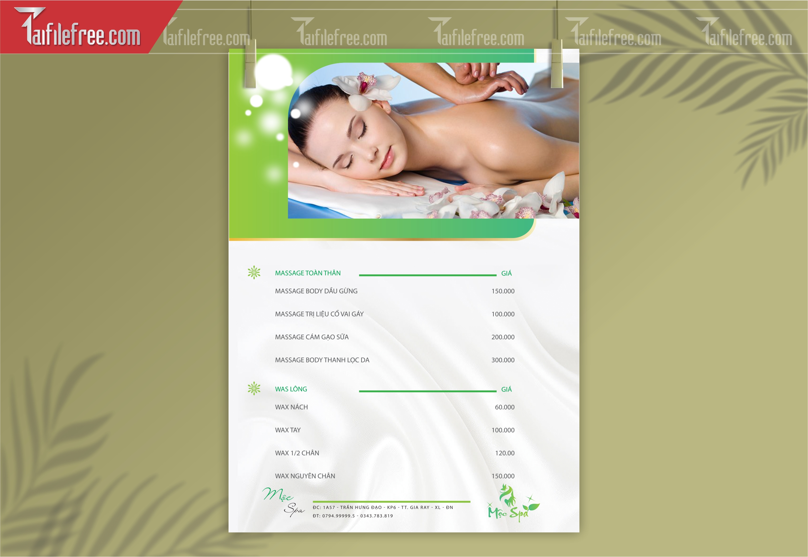 Mẫu Vector Menu Spa Đẹp_M88