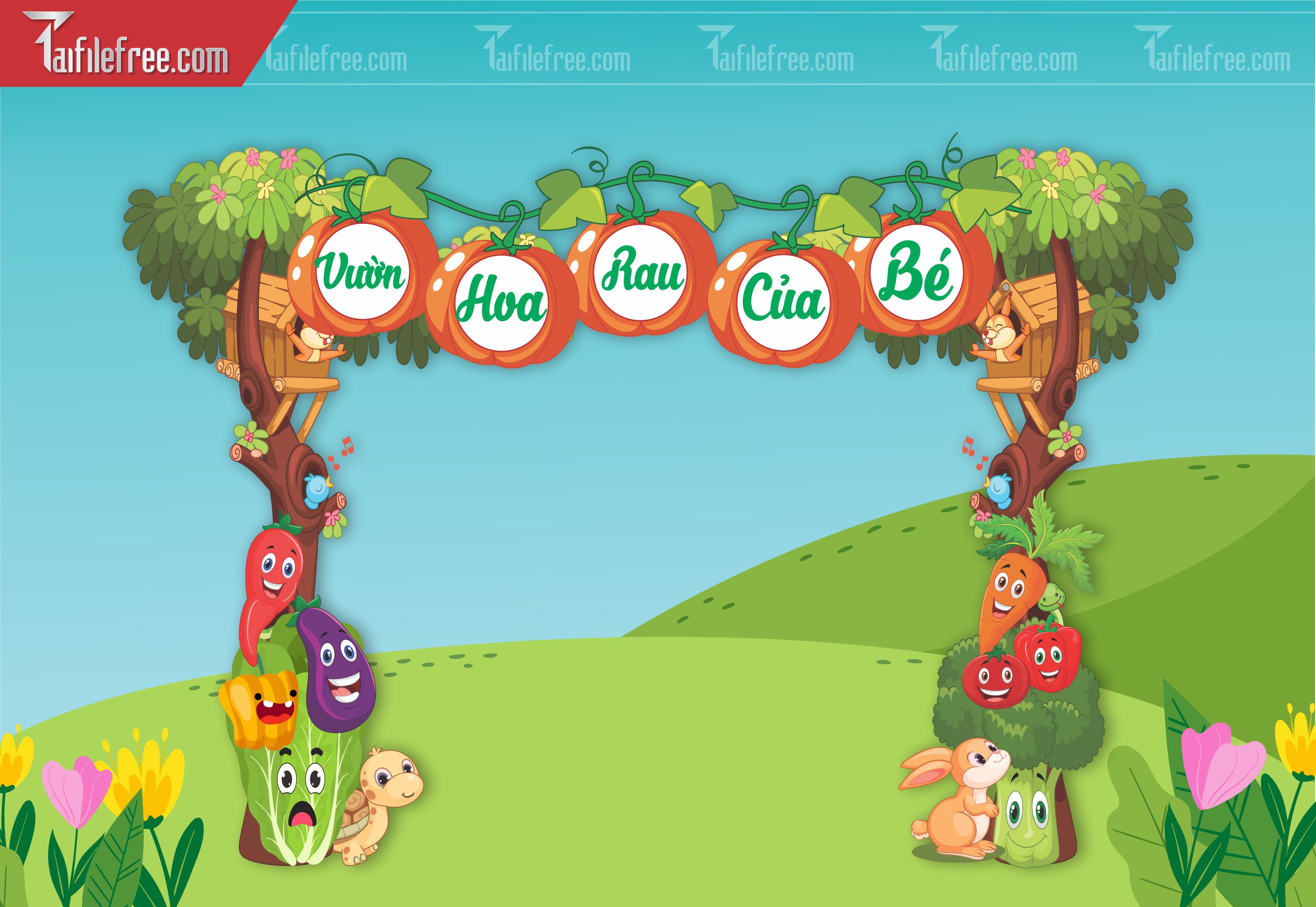 Cổng Vườn Hoa, Rau Của Bé Trang Trí Trường Mầm Non_MN063