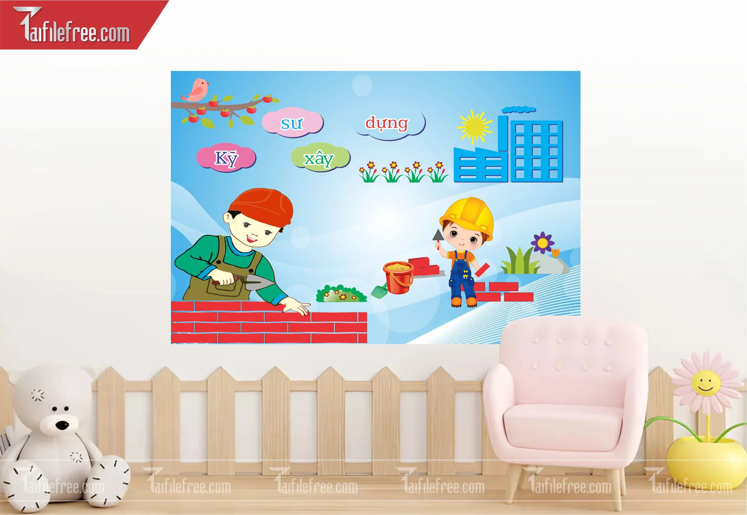 Tranh Mầm Non Chủ đề Kỹ Sư Xây Dựng_MN11