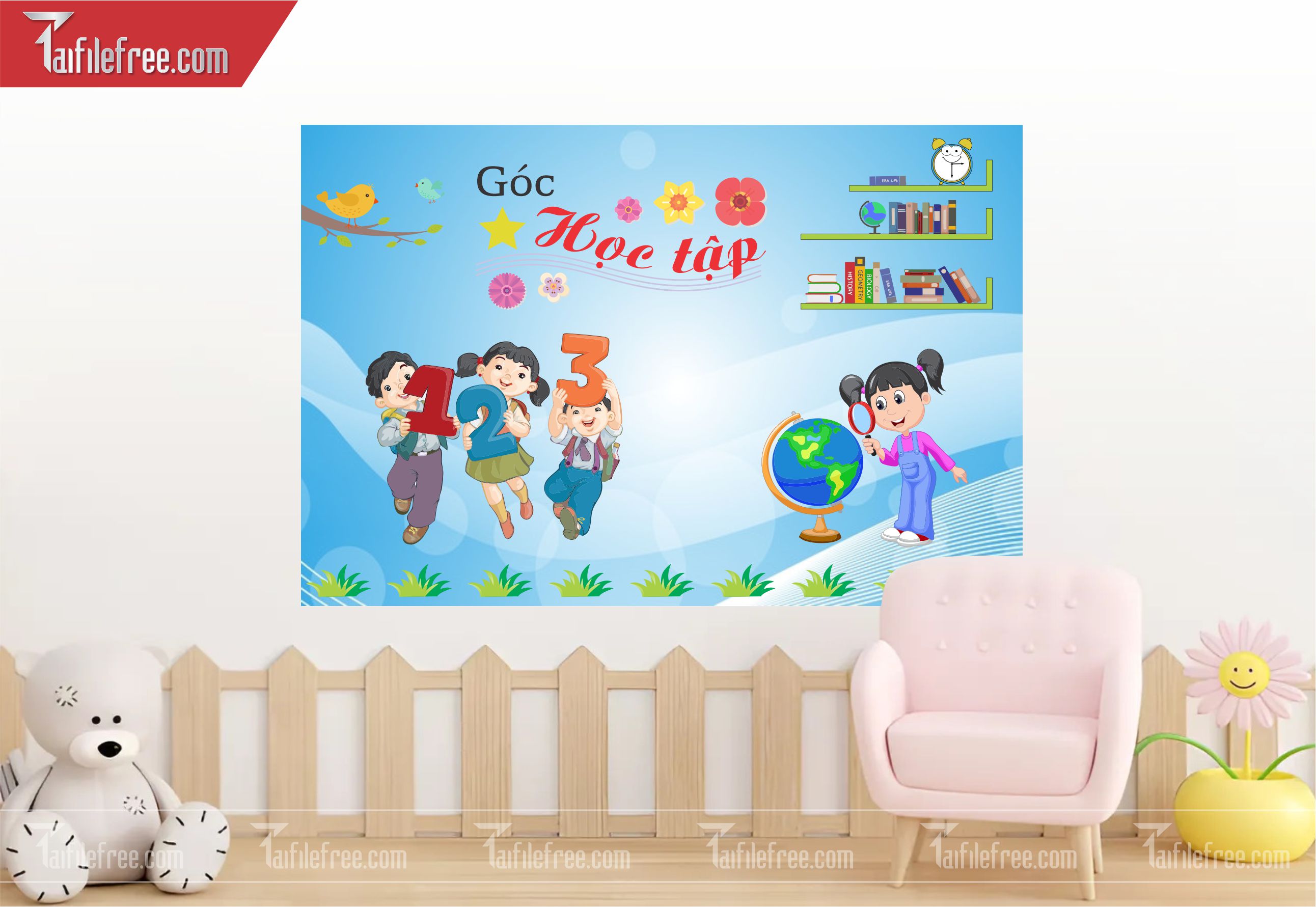 Tranh Mầm Non Chủ đề Góc Học Tập_MN12
