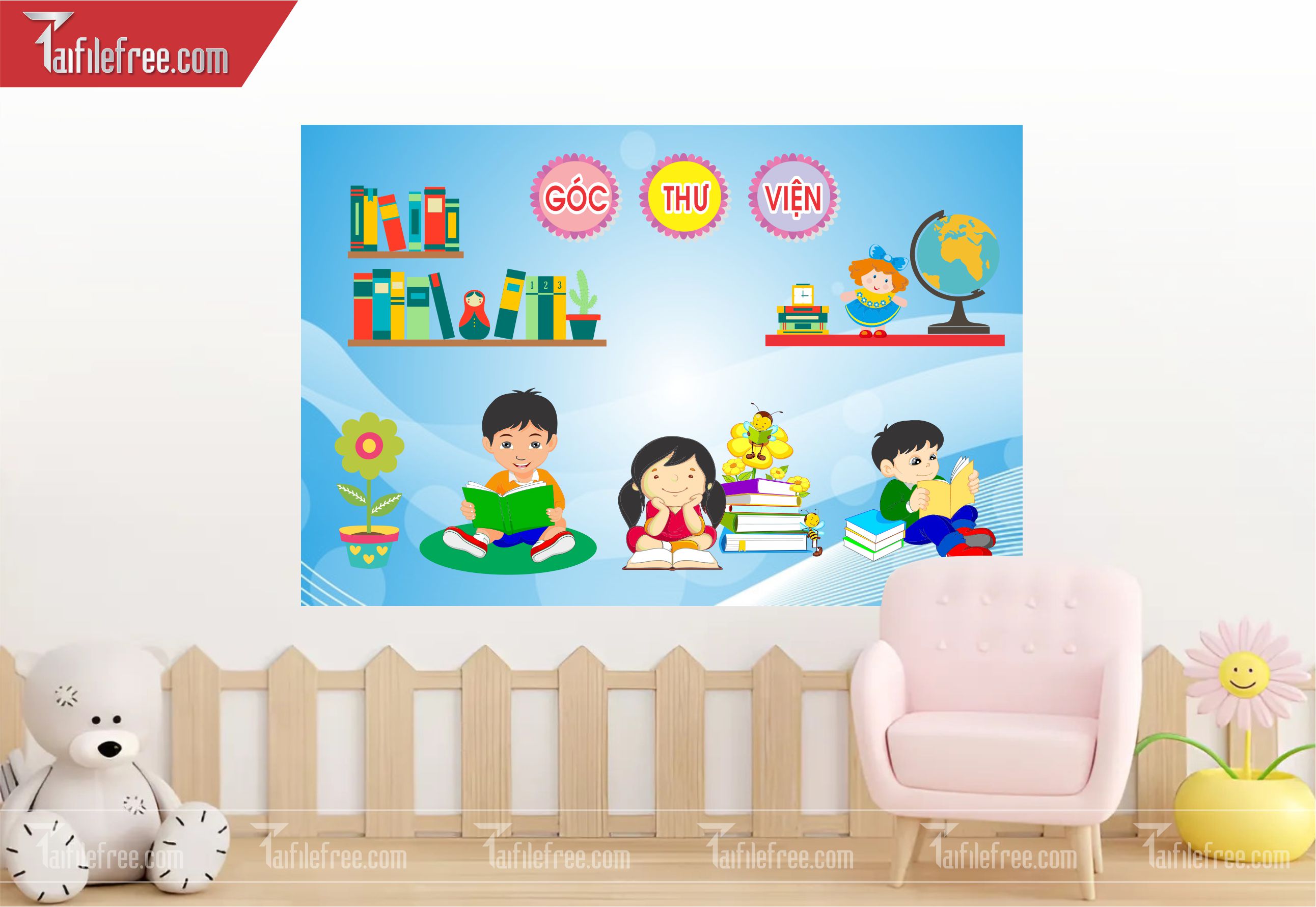 Tranh Mầm Non Chủ đề Góc Thư Viện_MN13