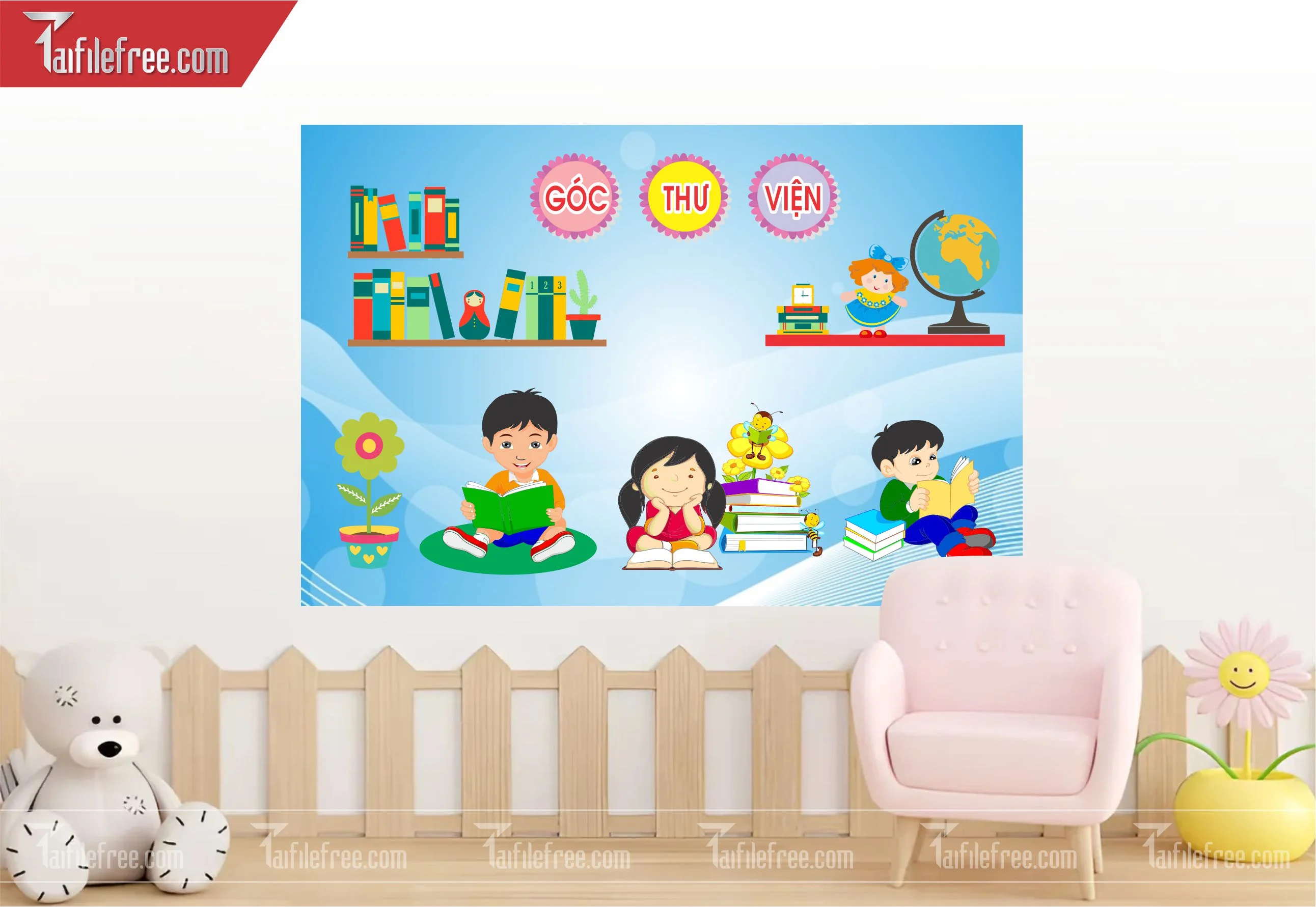 Tranh Mầm Non Chủ đề Góc Thư Viện_MN13