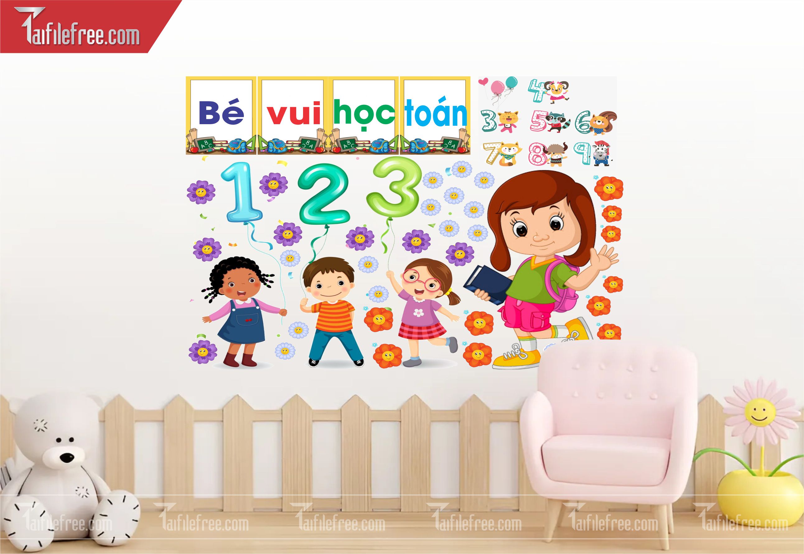 Tranh Mầm Non Chủ đề Bé Vui Học Toán_MN15