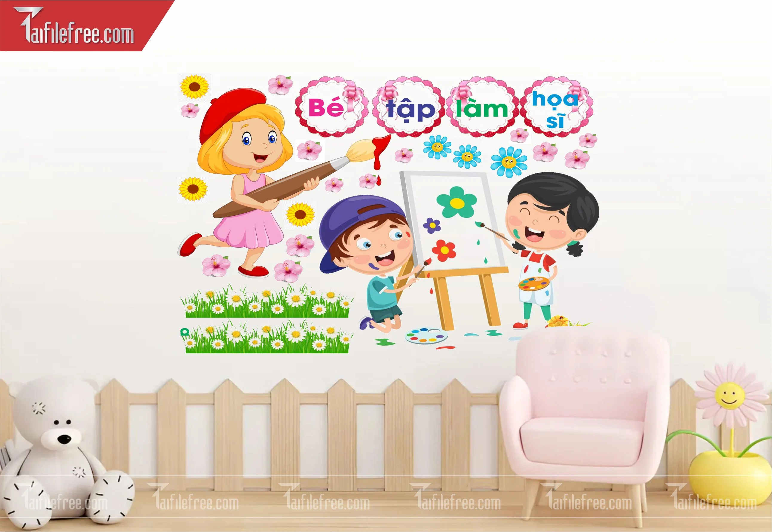 Tranh Mầm Non Chủ đề Bé Tập Làm Họa SIx_MN16