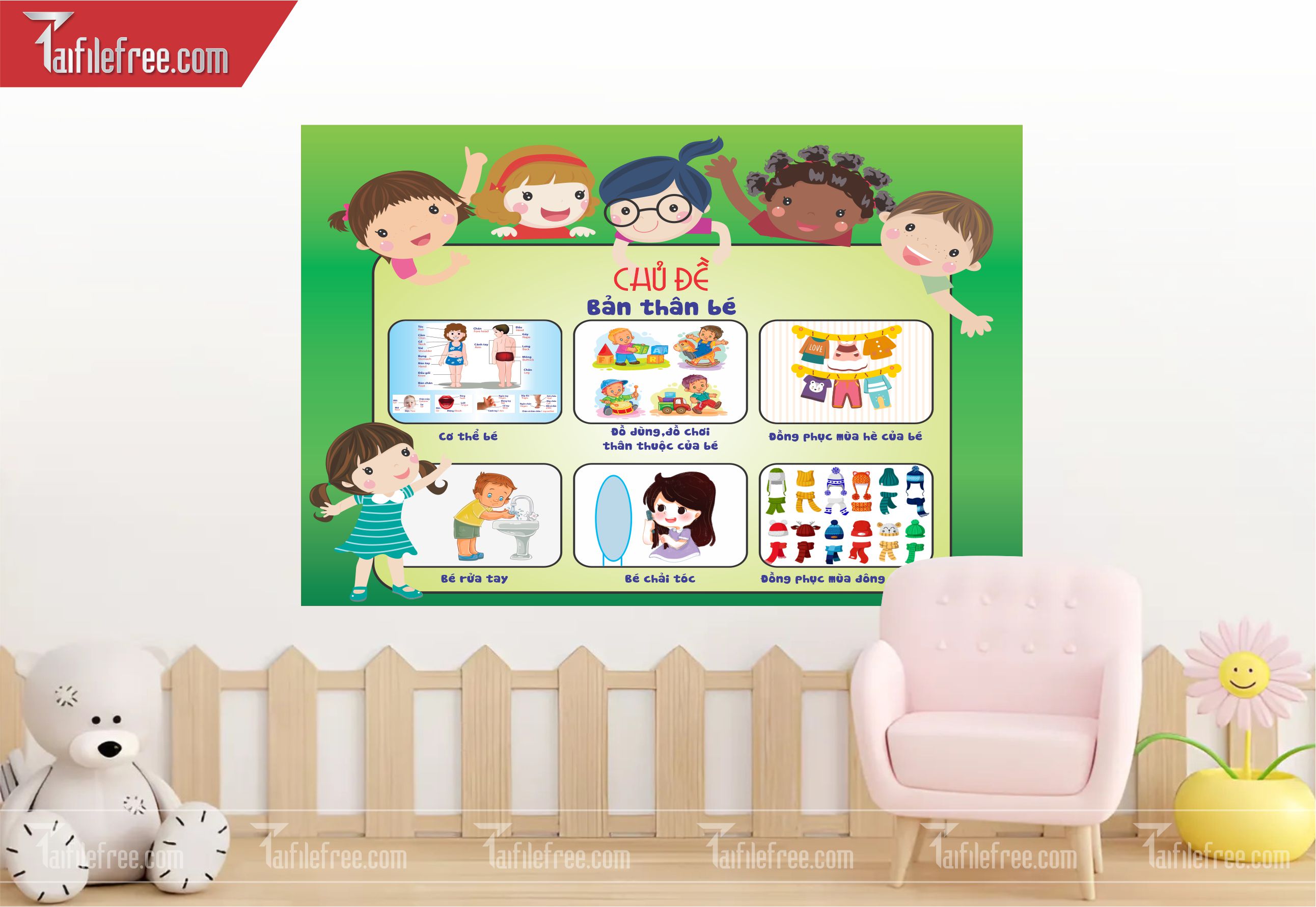 Tranh Mầm Non Chủ đề Bản Thân Bé_MN19