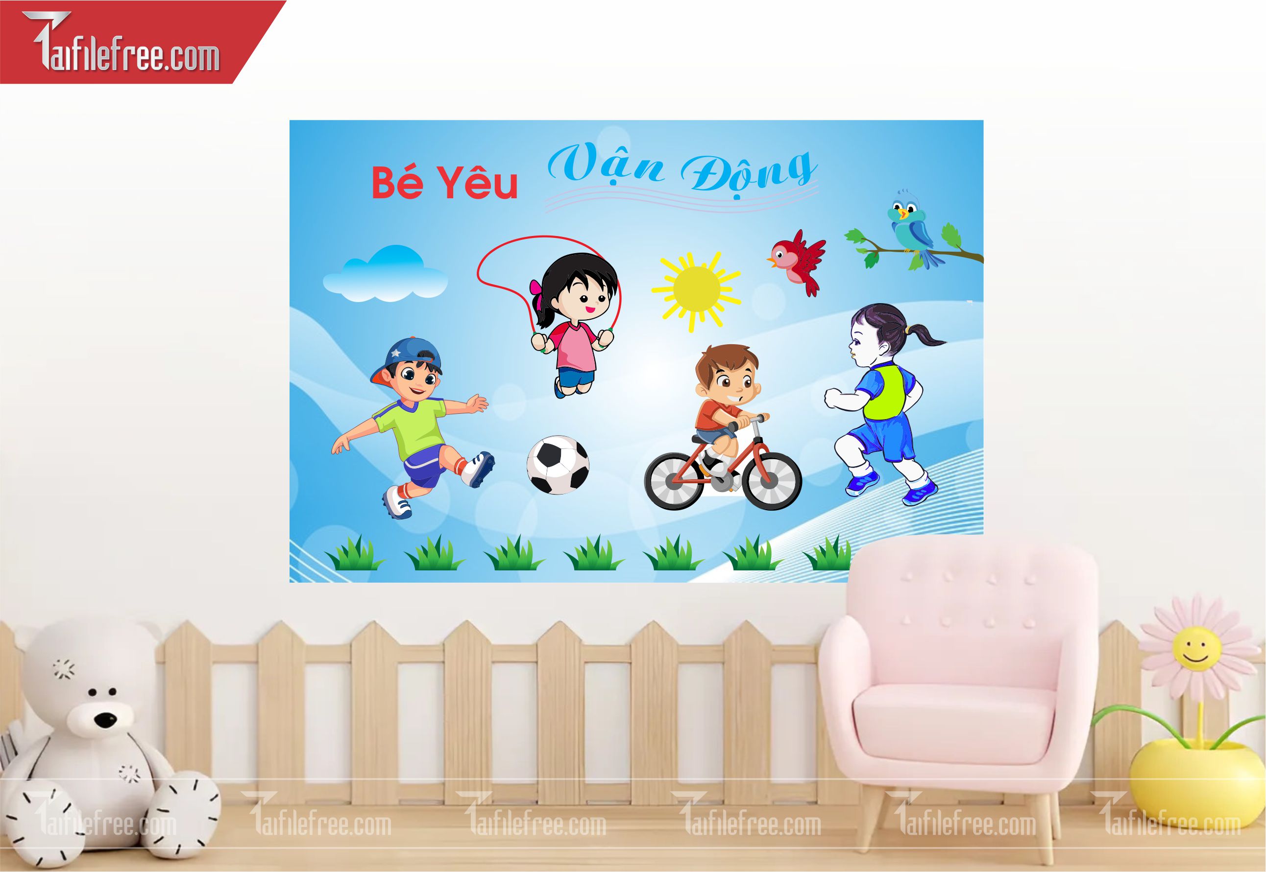 Tranh Mầm Non Chủ đề Bé Yêu Vận Động_MN24