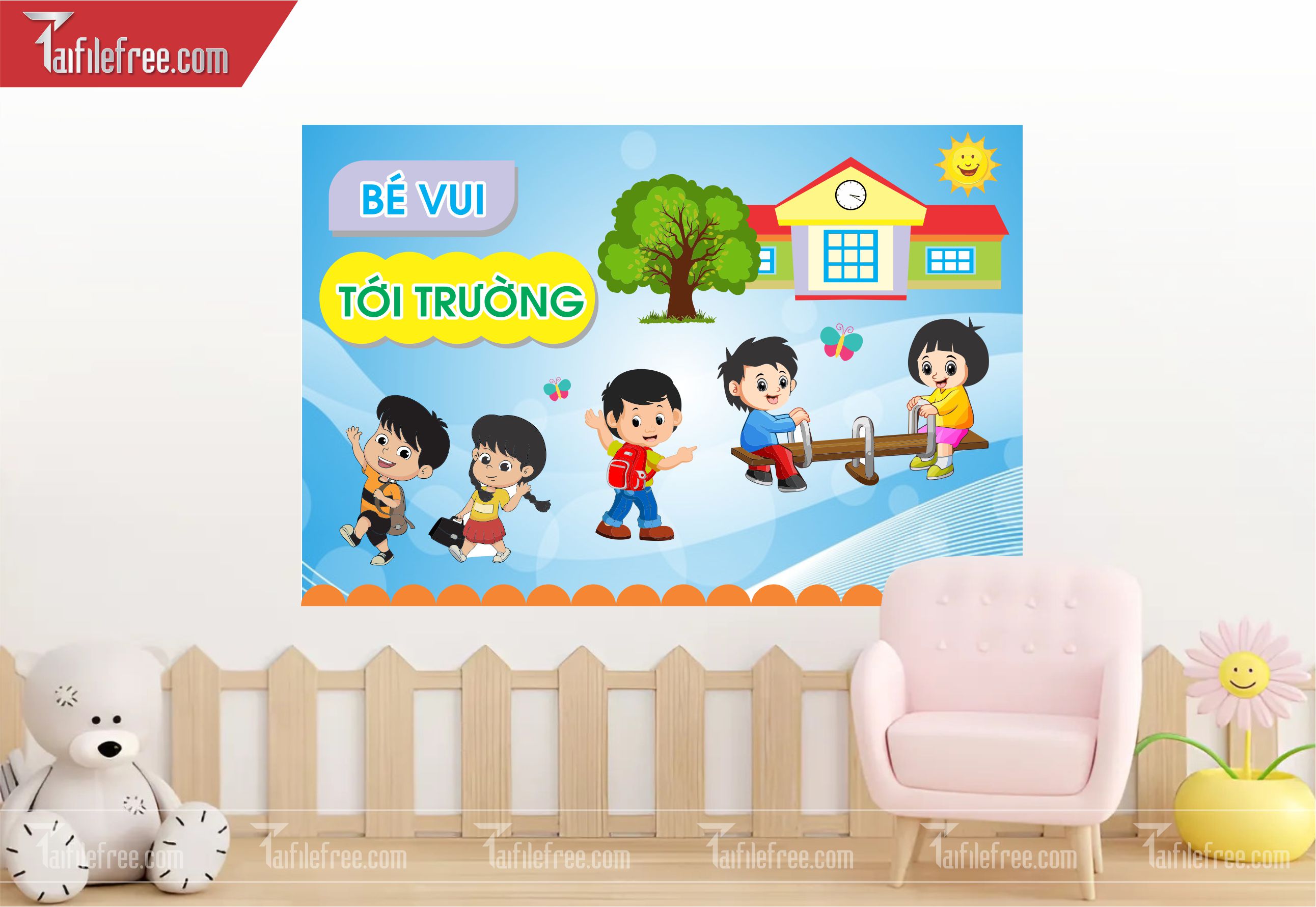 Tranh Mầm Non Chủ đề Bé Vui Tới Trường_MN26