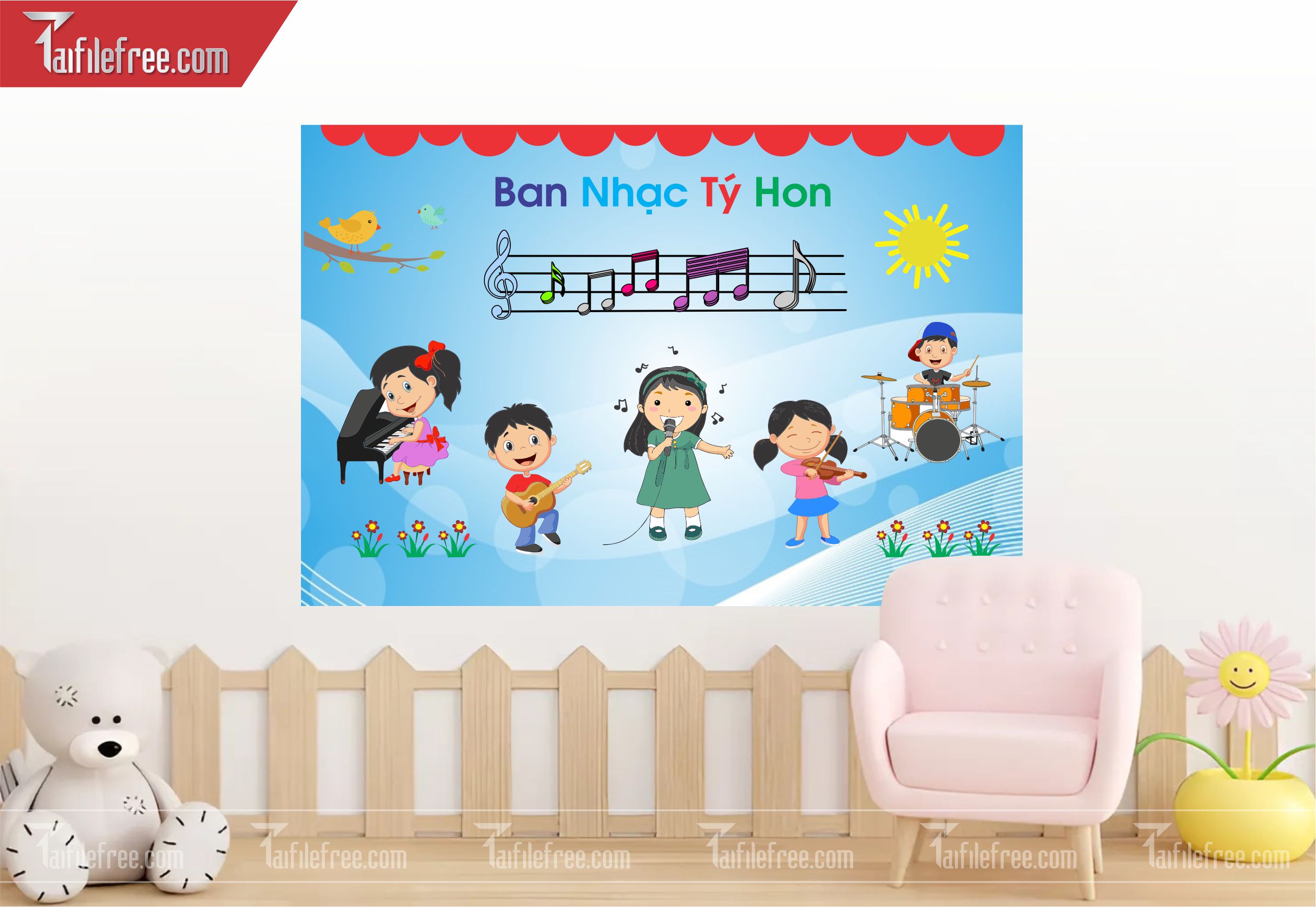 Tranh Mầm Non Chủ đề Ban Nhạc Tí Hon_MN27