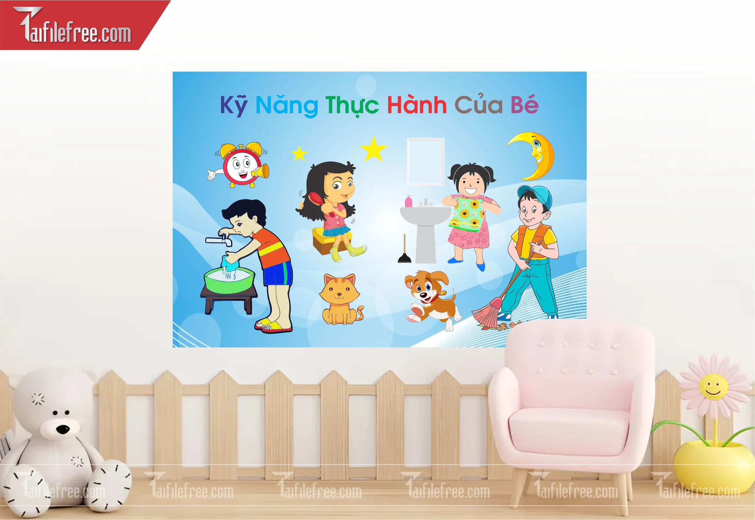 Tranh Mầm Non Chủ đề Kỹ Năng Thực Hành Của Bé_MN30