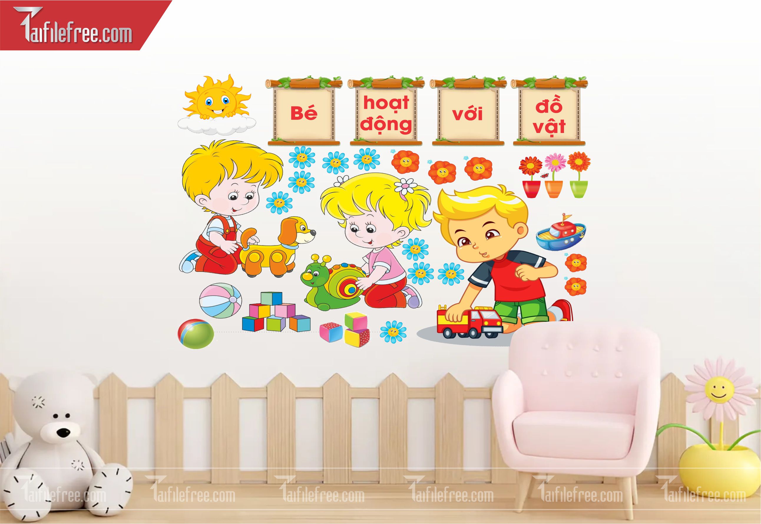 Tranh Mầm Non Chủ đề Bé Hoạt Động Với Đồ Vật_MN31