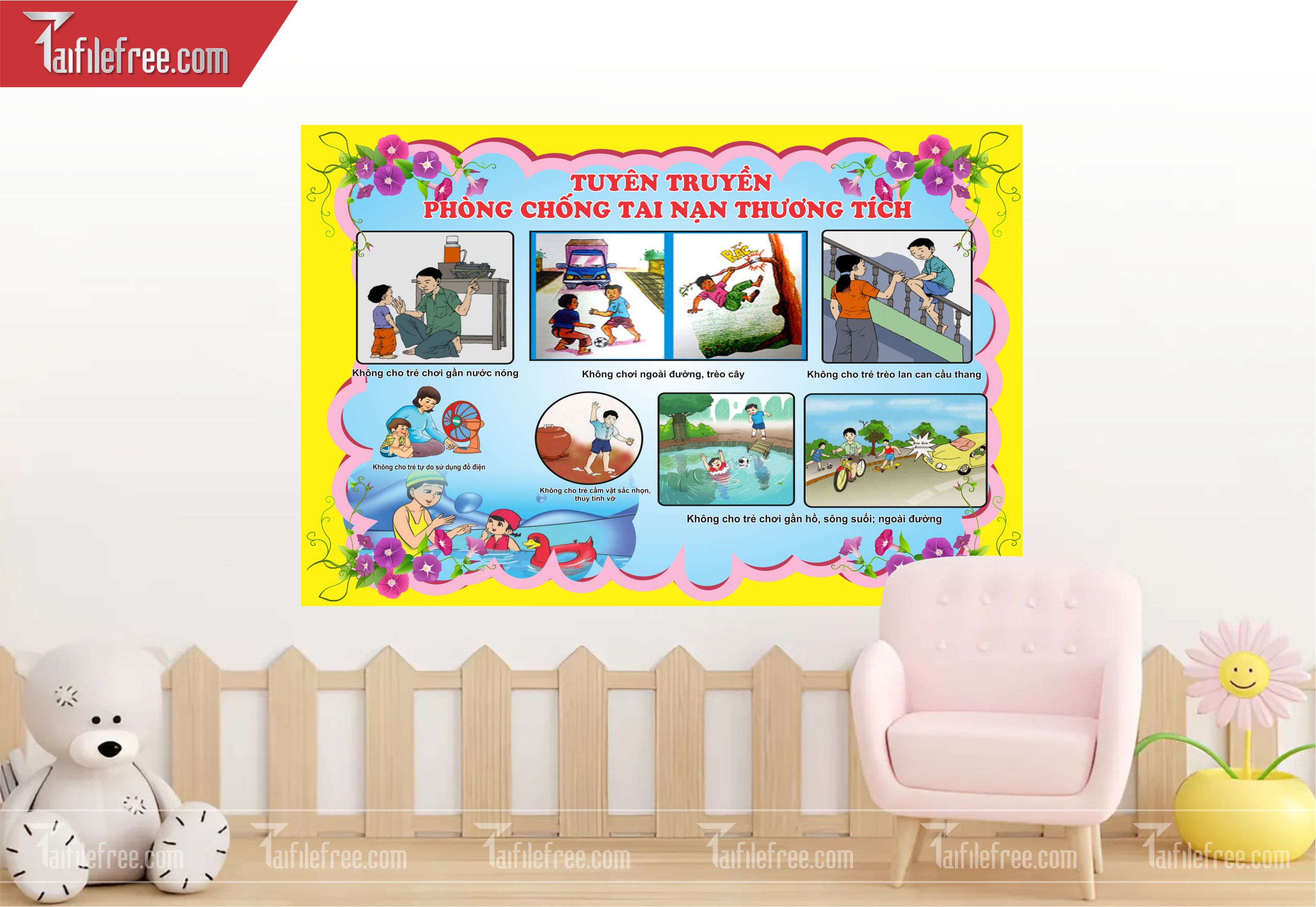 Tranh Mầm Non Chủ đề Phòng Chống Tai Nạn Thương Tích_MN40
