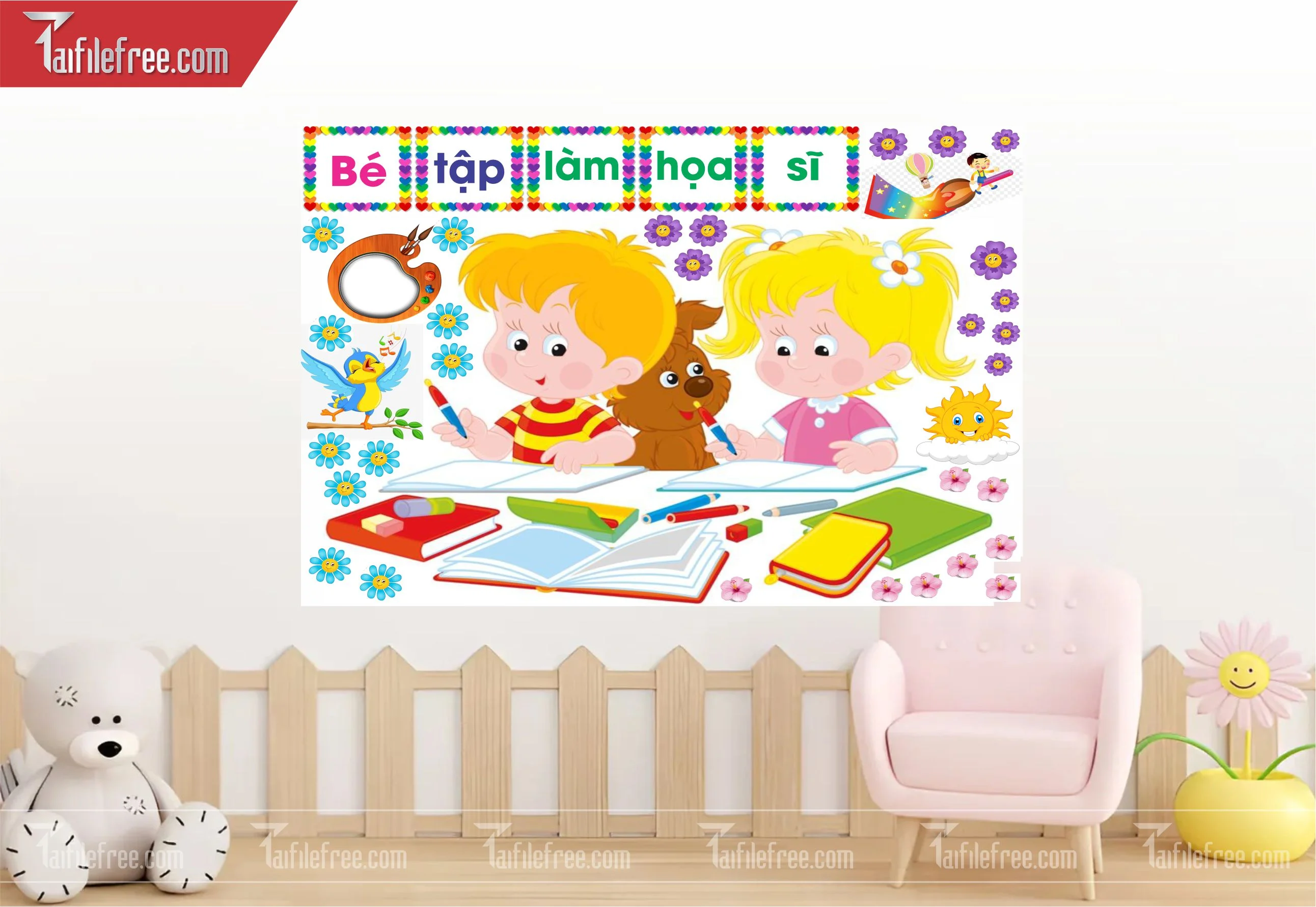 Tranh Mầm Non Chủ đề Bé Tập Làm Học Sĩ_MN44