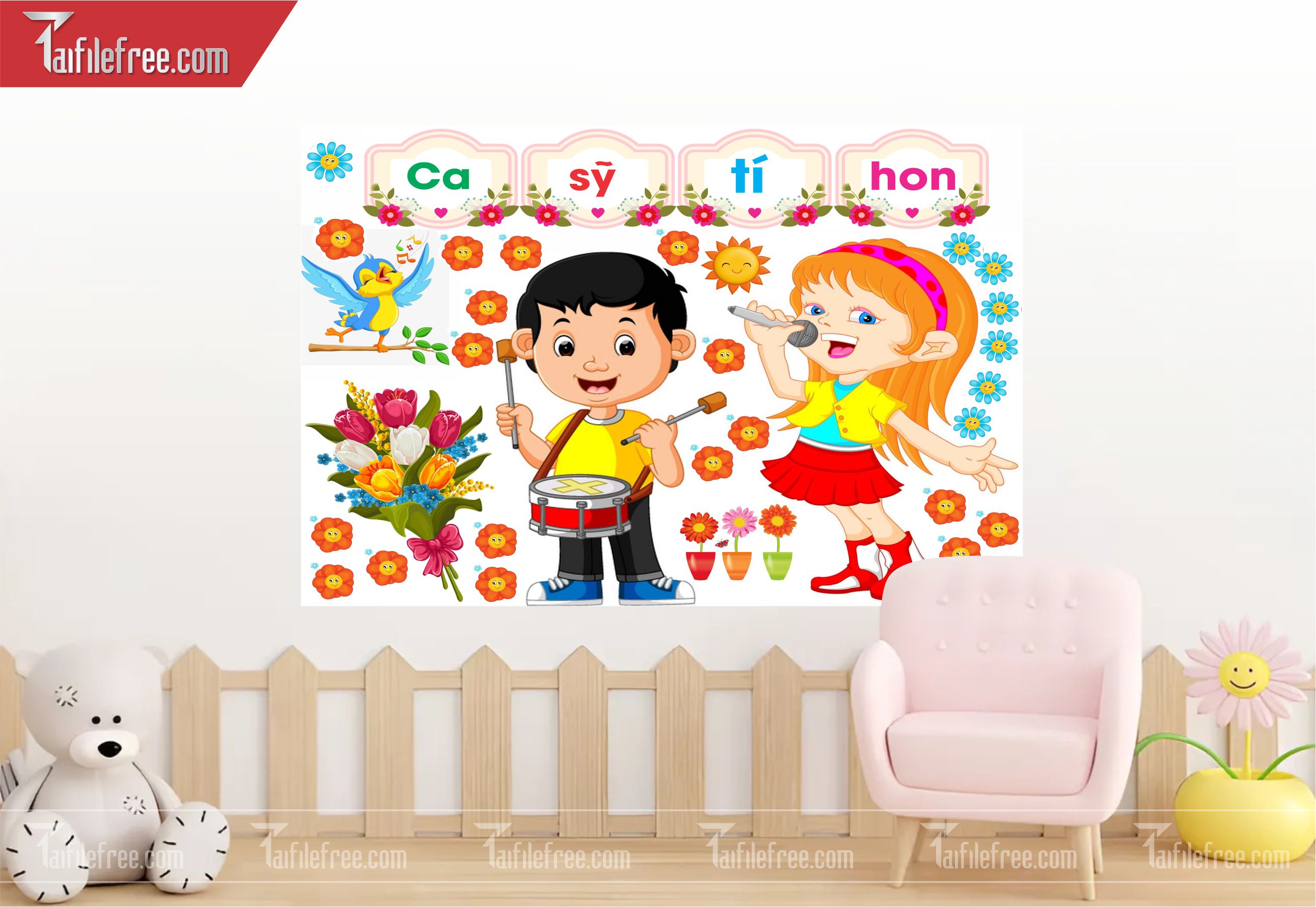Tranh Mầm Non Chủ đề Ca Sĩ Tí Hon_MN48