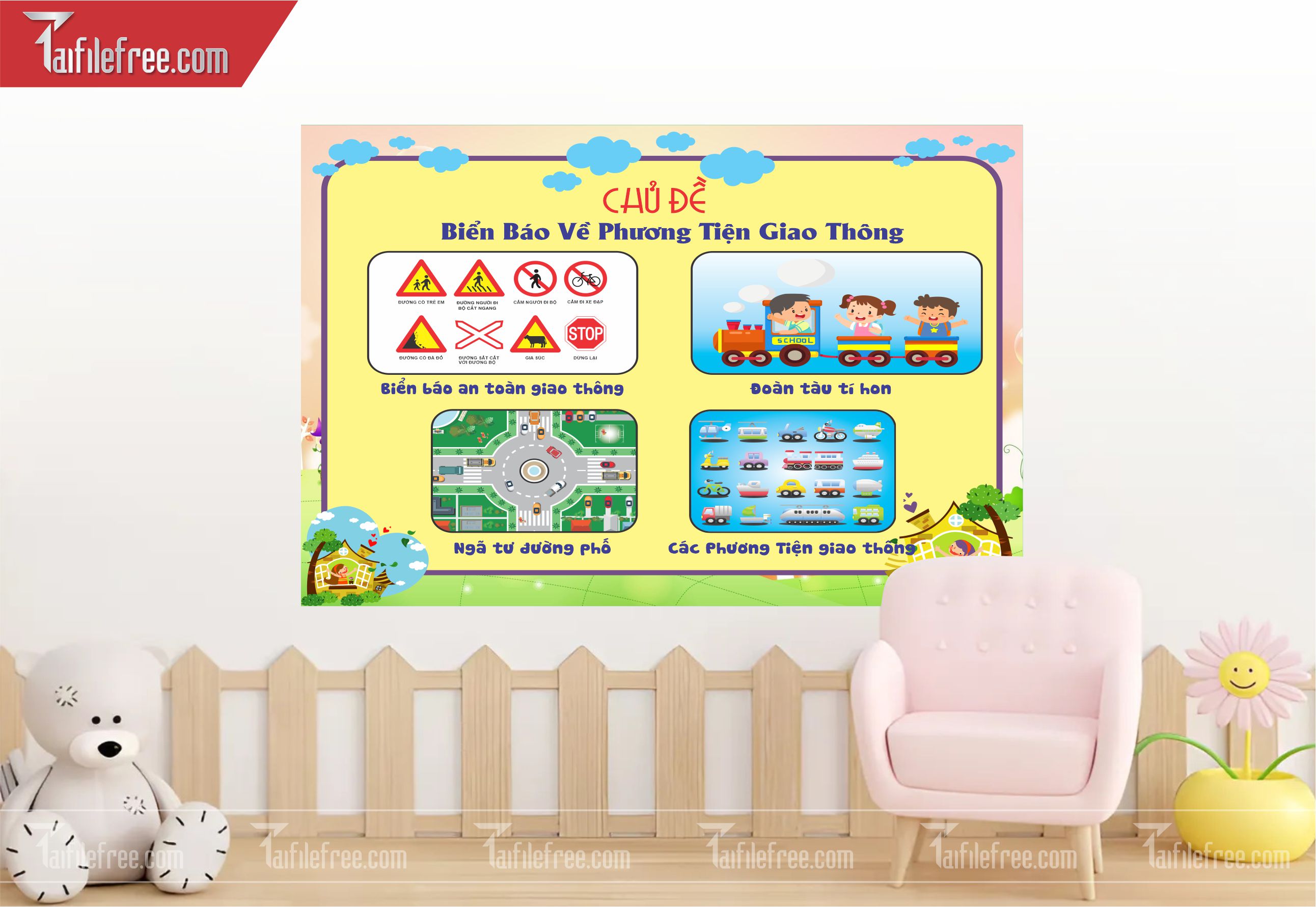 Tranh Mầm Non Chủ đề Biển Báo Về Phương Tiện Giao Thông_MN50