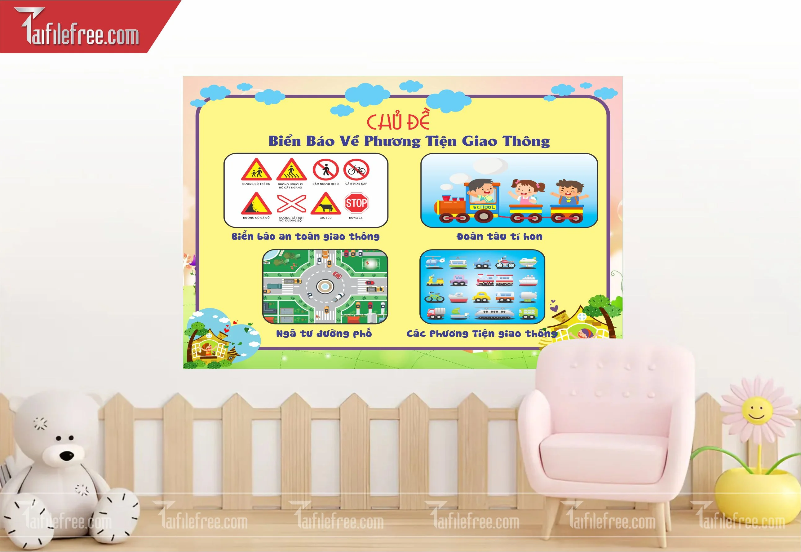 Tranh Mầm Non Chủ đề Biển Báo Về Phương Tiện Giao Thông_MN50